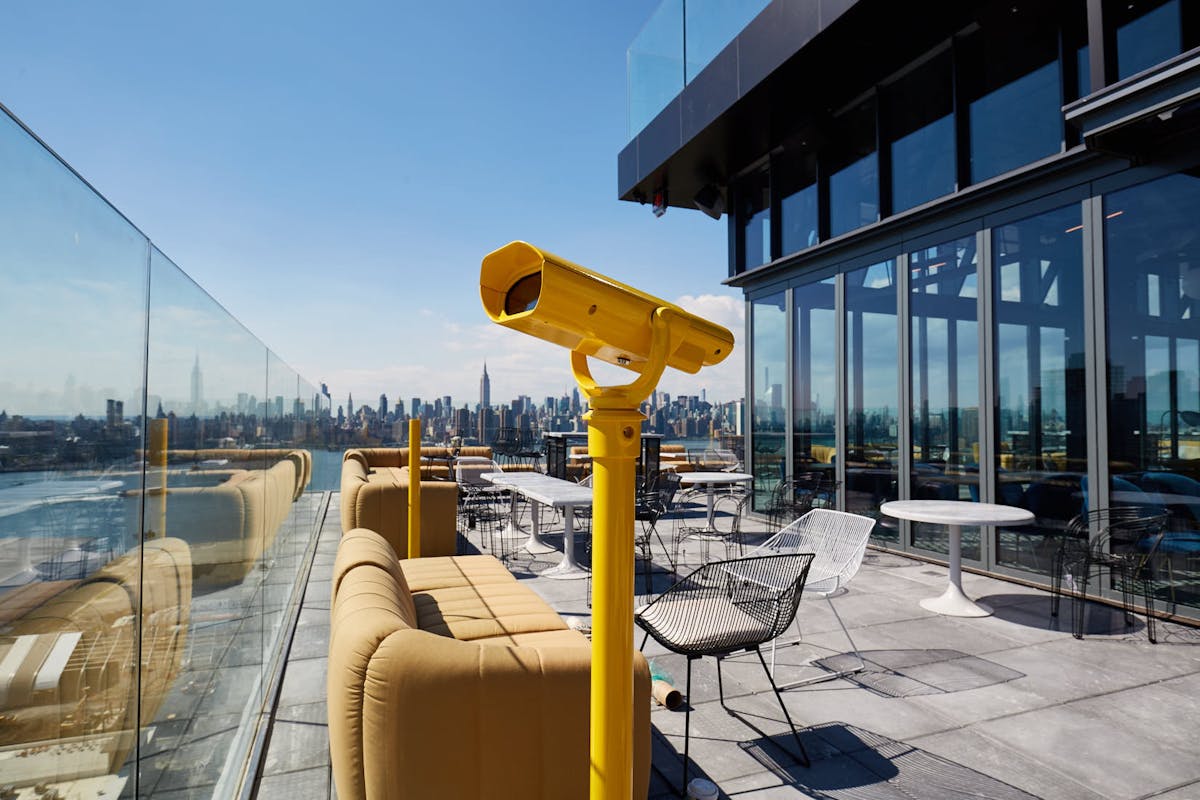 a large outdoors area filled with furniture