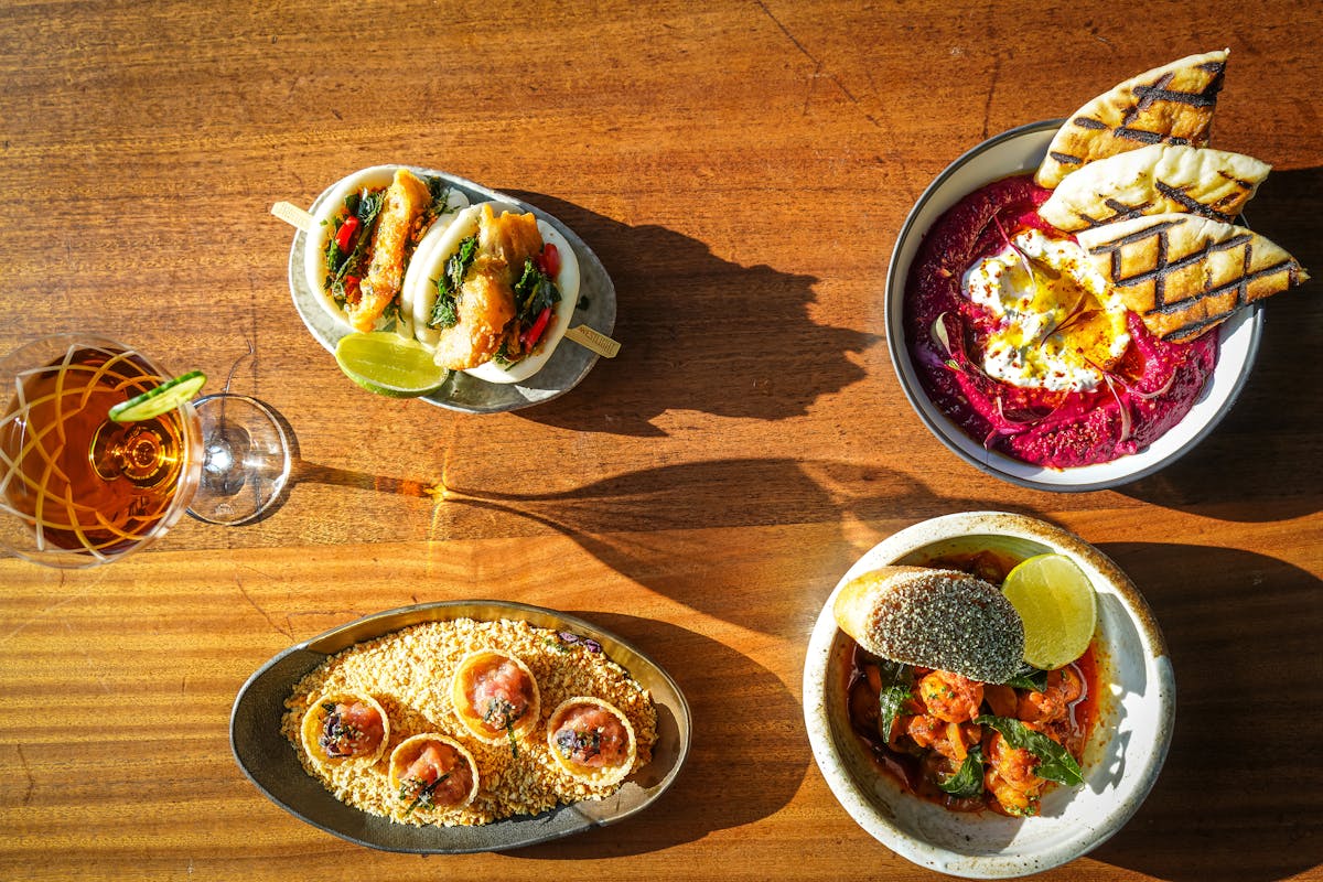 several plates of food on a table