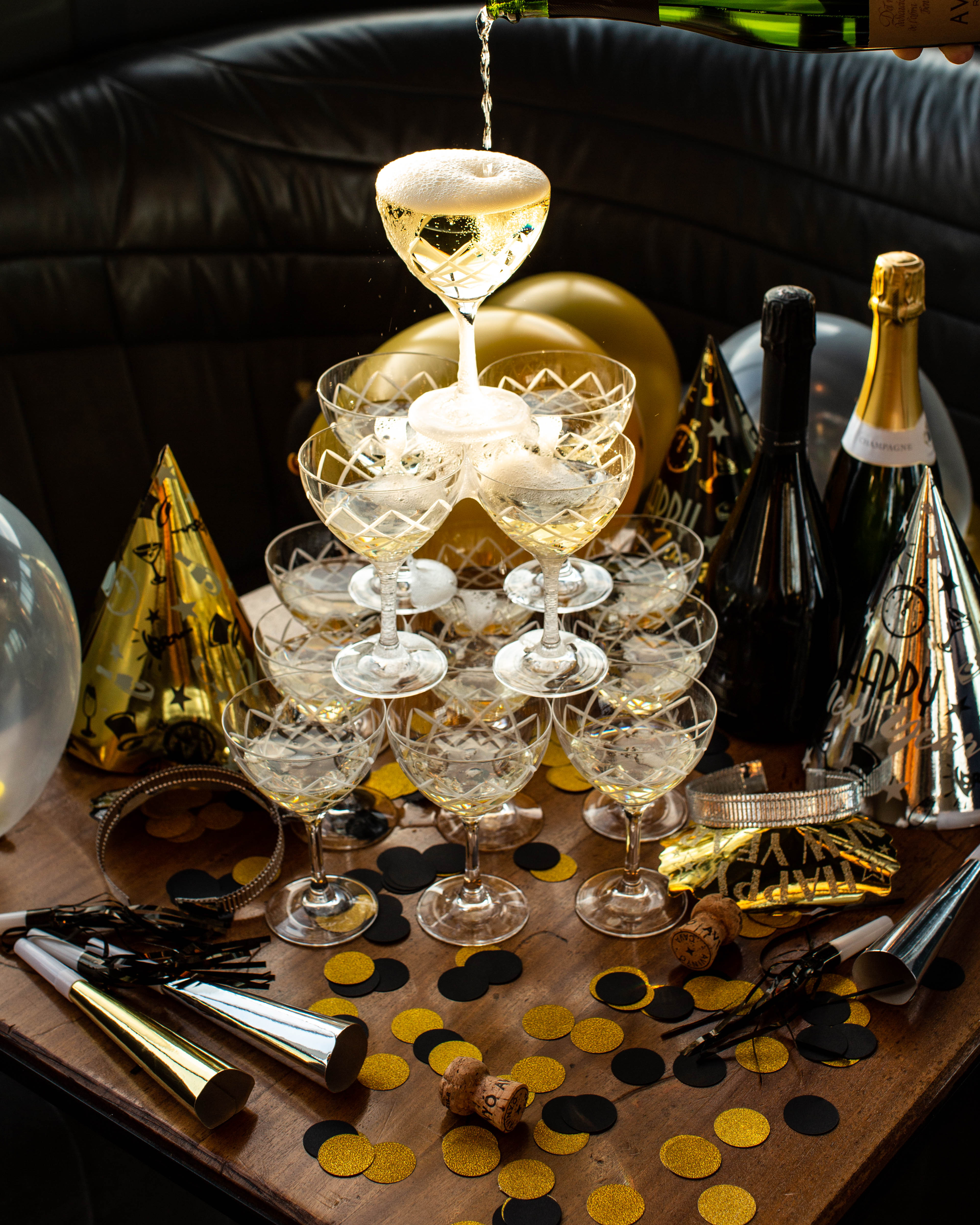 a table with wine glasses