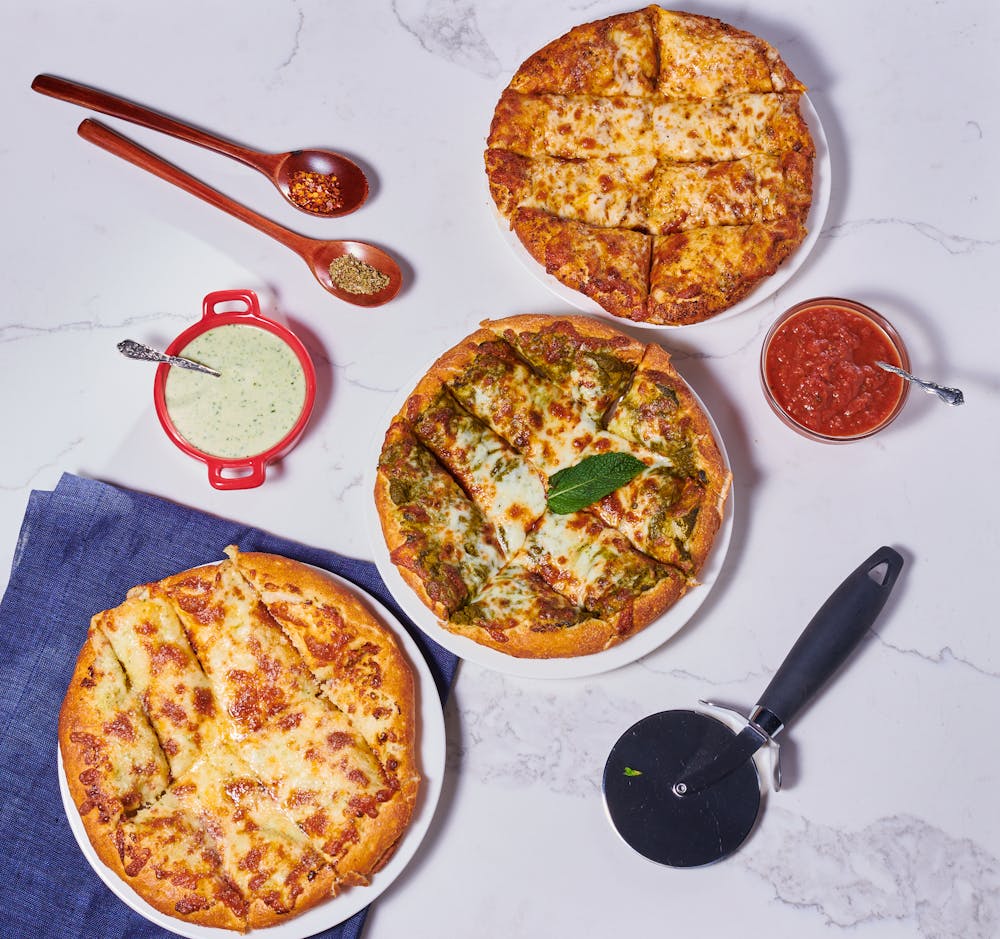 a pizza sitting on top of a table