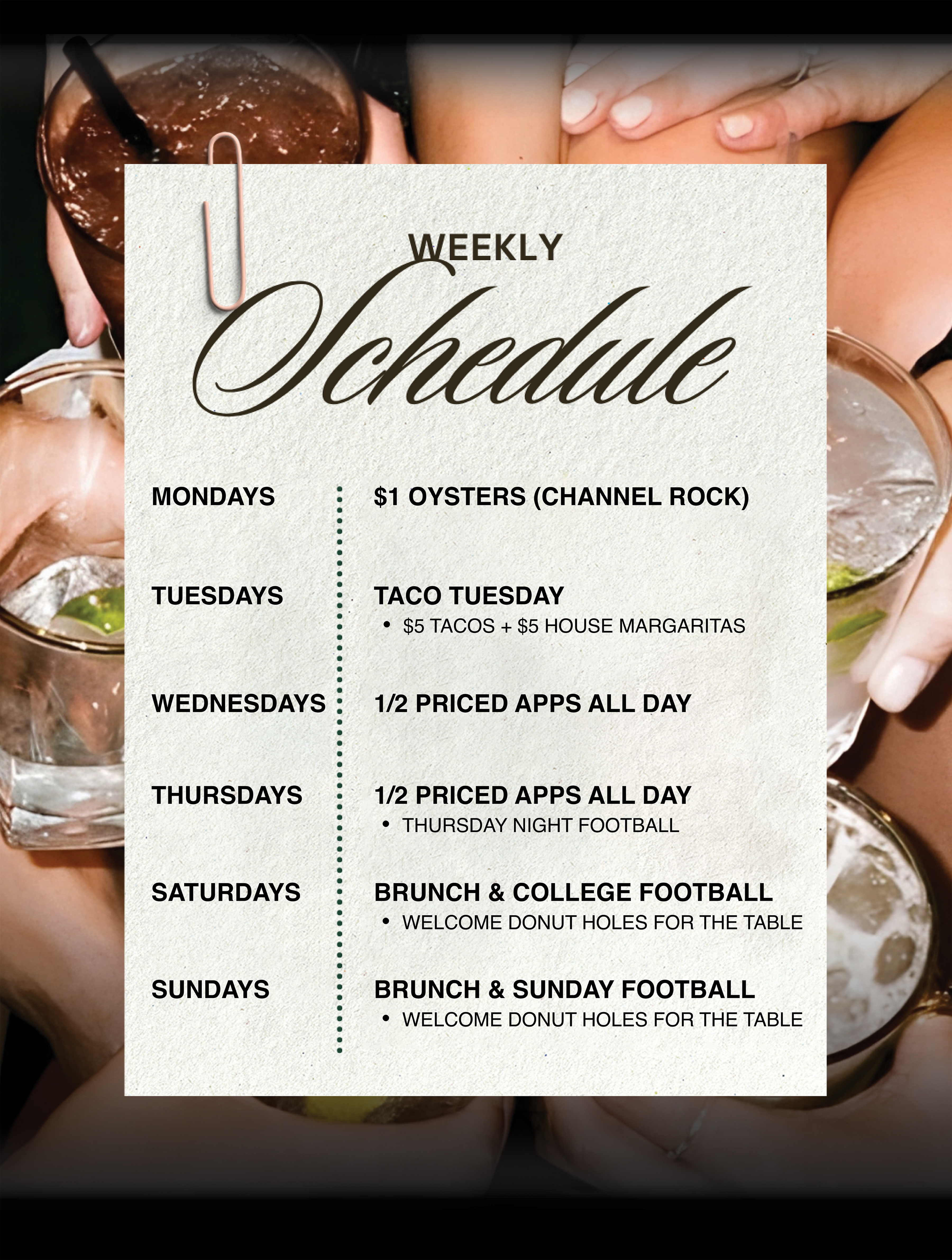a schedule of a week