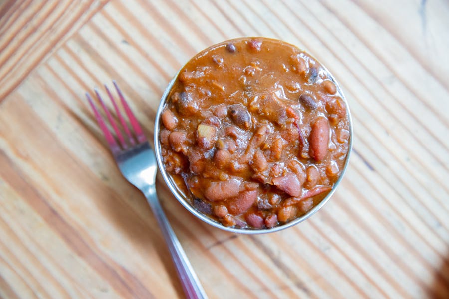 Campfire Baked Beans with Burnt Ends Hill Country Barbecue Market
