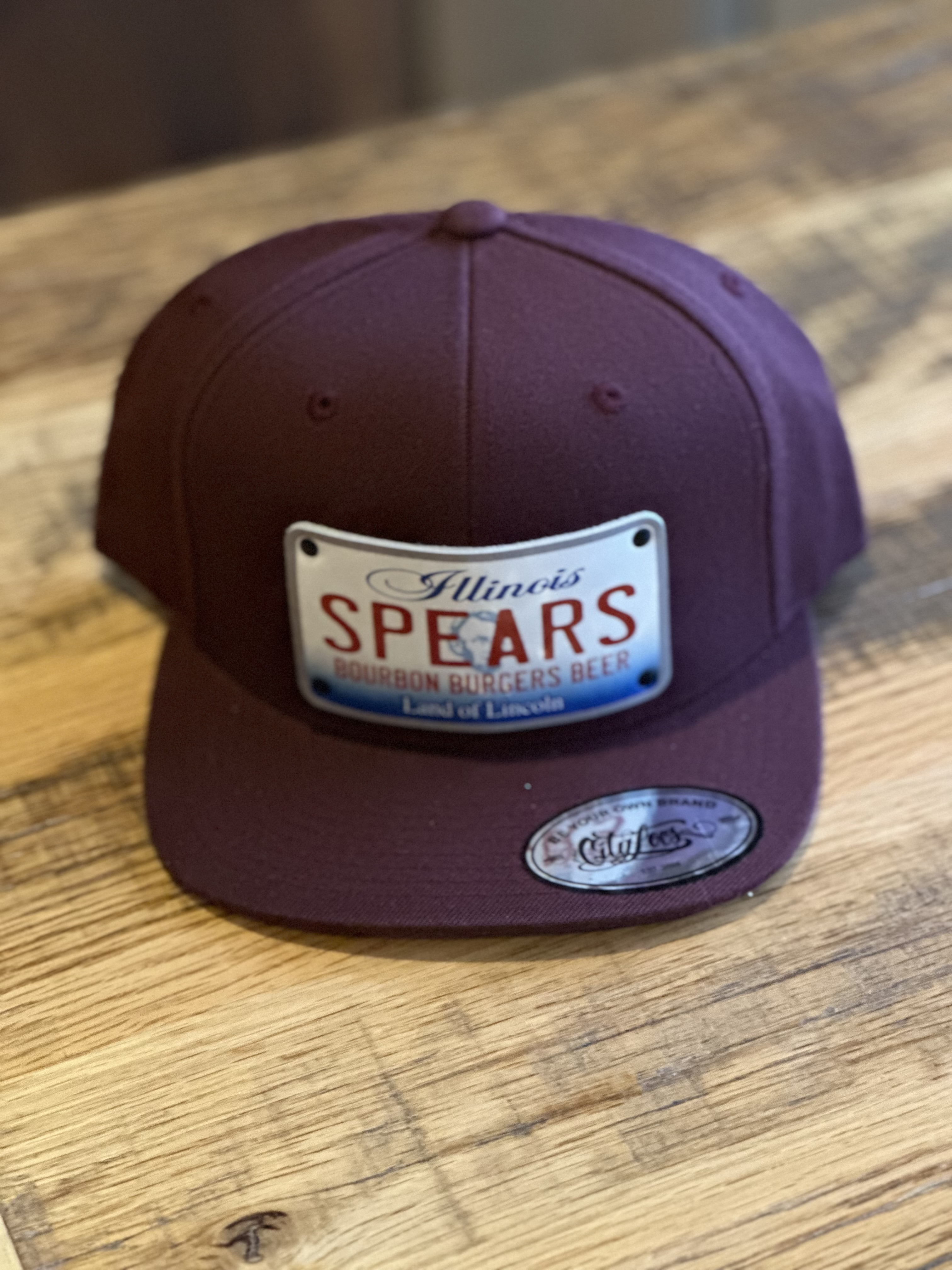 Spears License Plate Snapback Hat (Dark Red OSFM) 