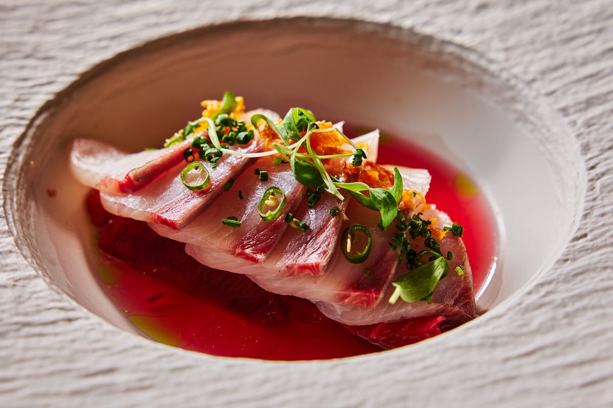 Omakase dish on white plate