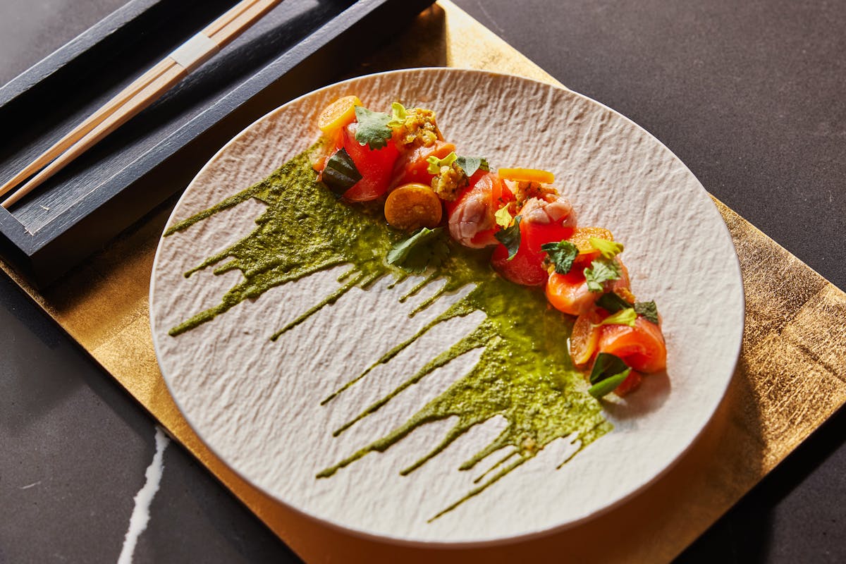 Japanese sushi on white plate