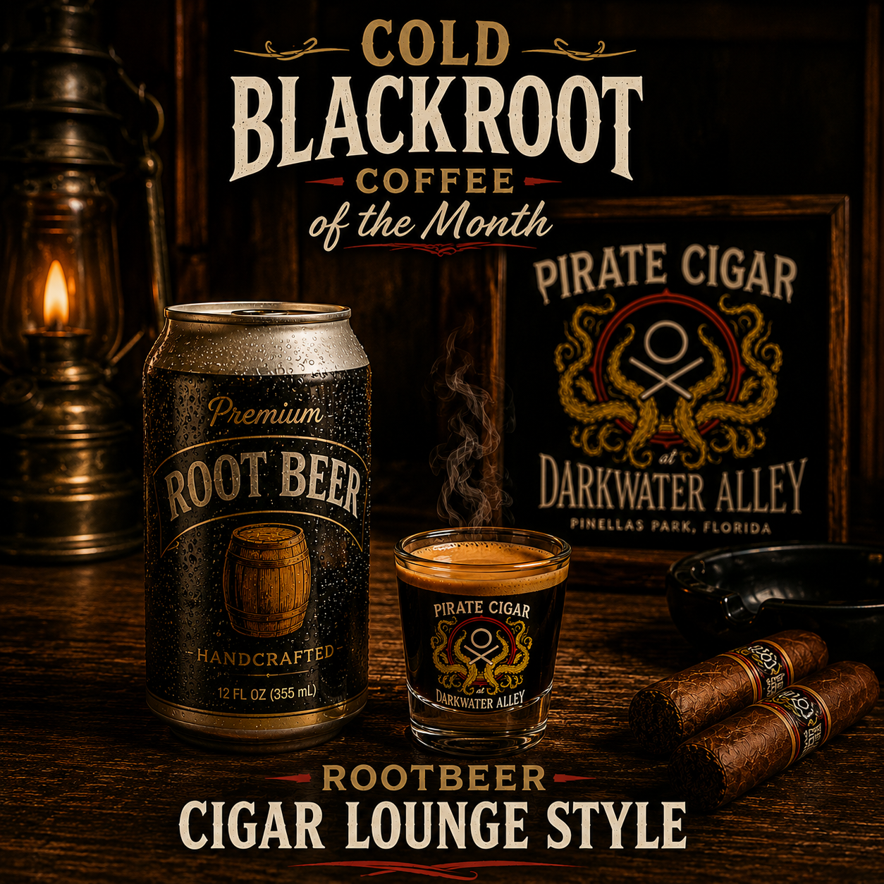 Man Overboard affogato at Pirate Cigar Lounge in Pinellas Park FL - hot espresso poured over vanilla bean ice cream