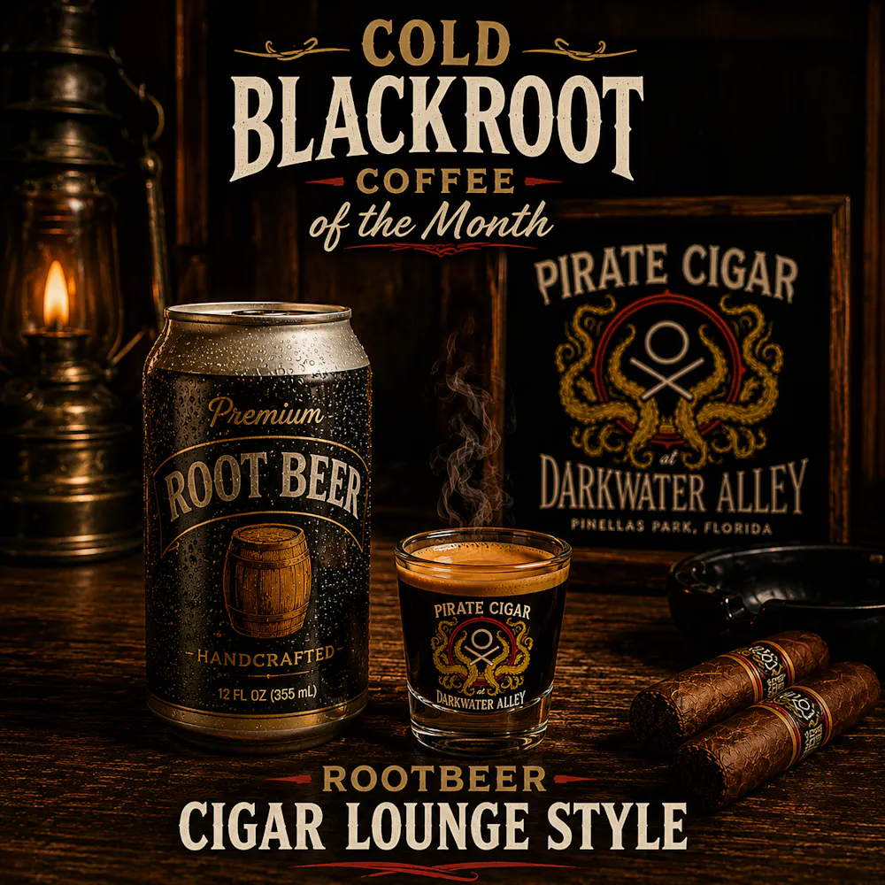 Man Overboard affogato at Pirate Cigar Lounge in Pinellas Park FL - hot espresso poured over vanilla bean ice cream