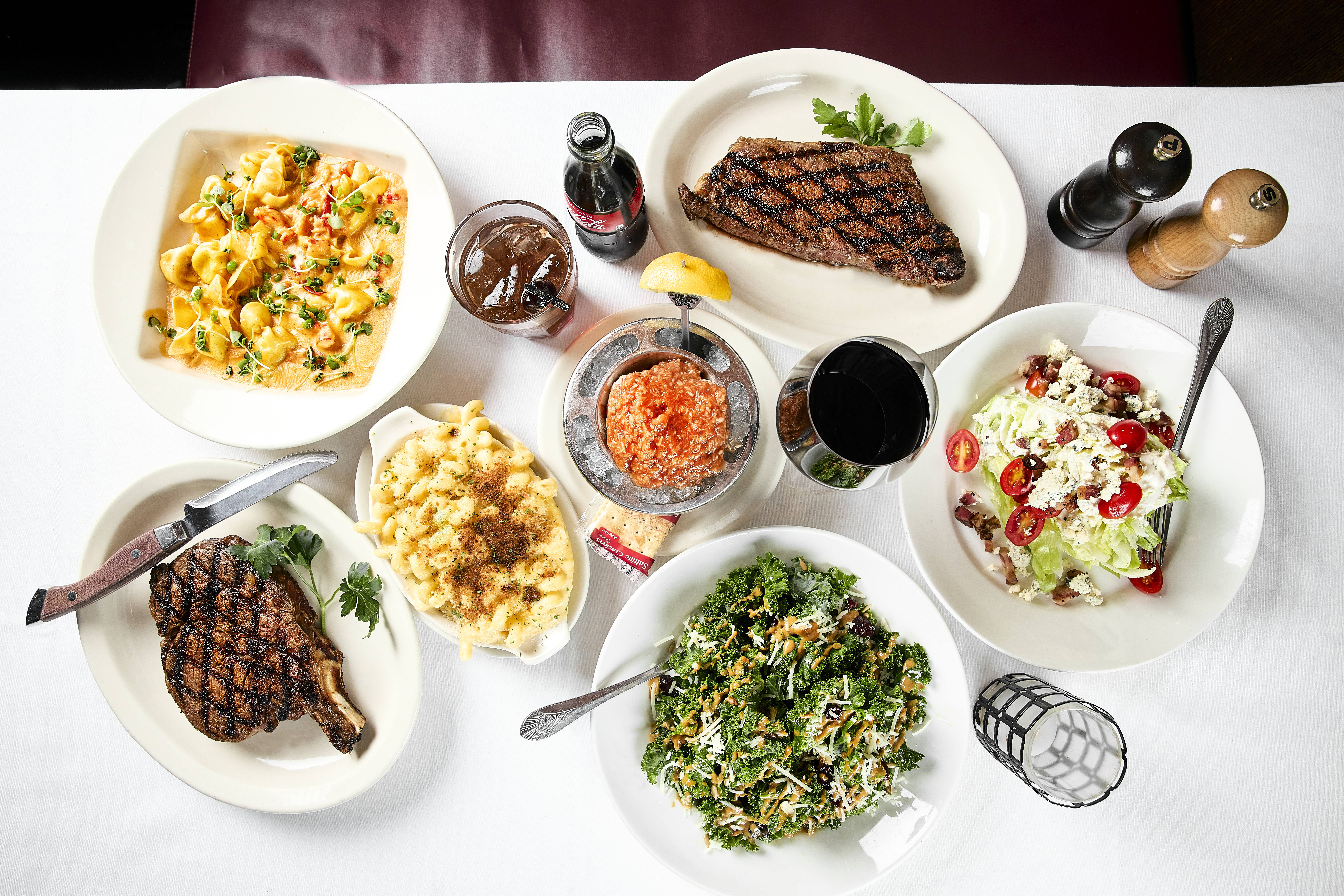 a table with plates of food
