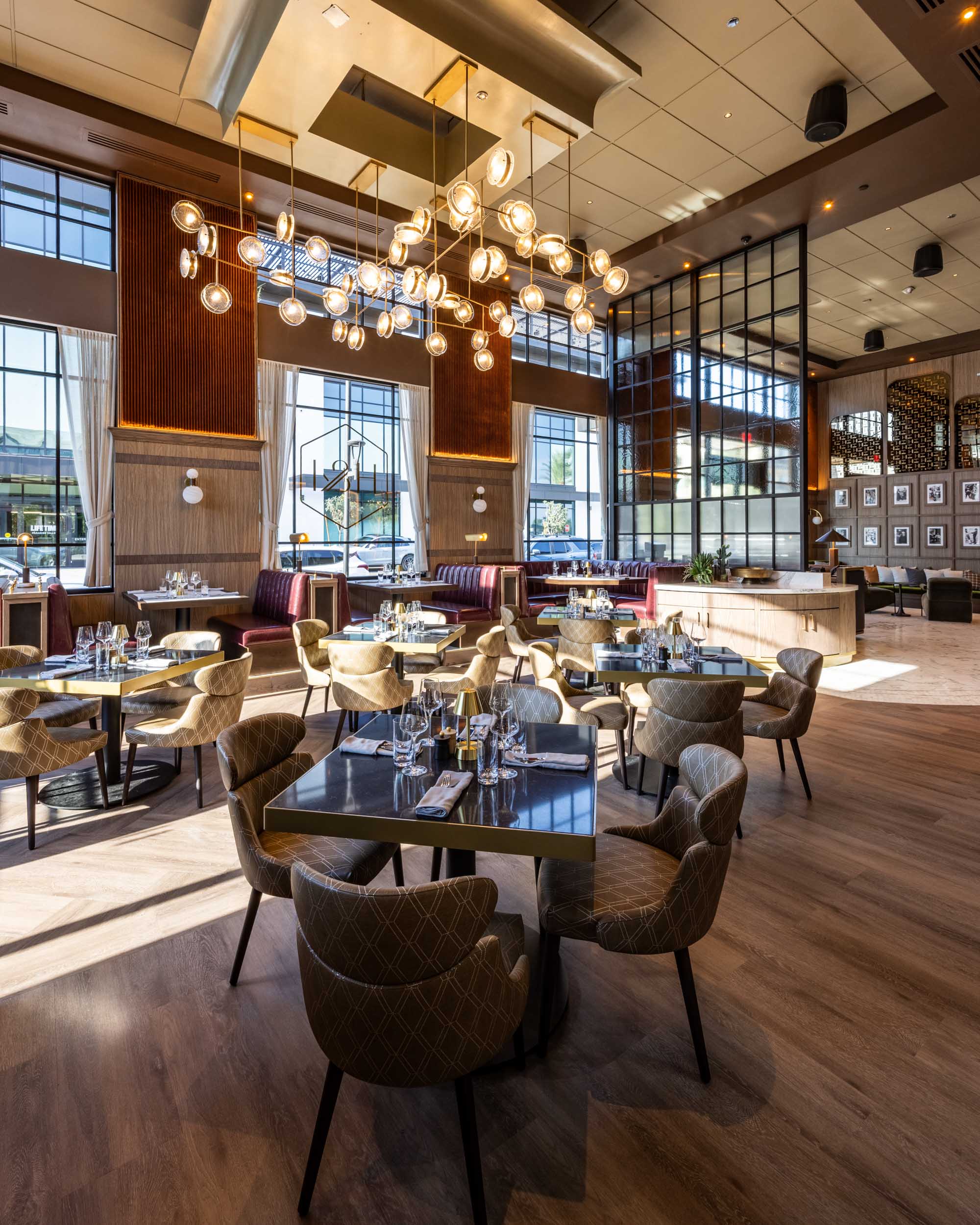a restaurant with tables and chairs