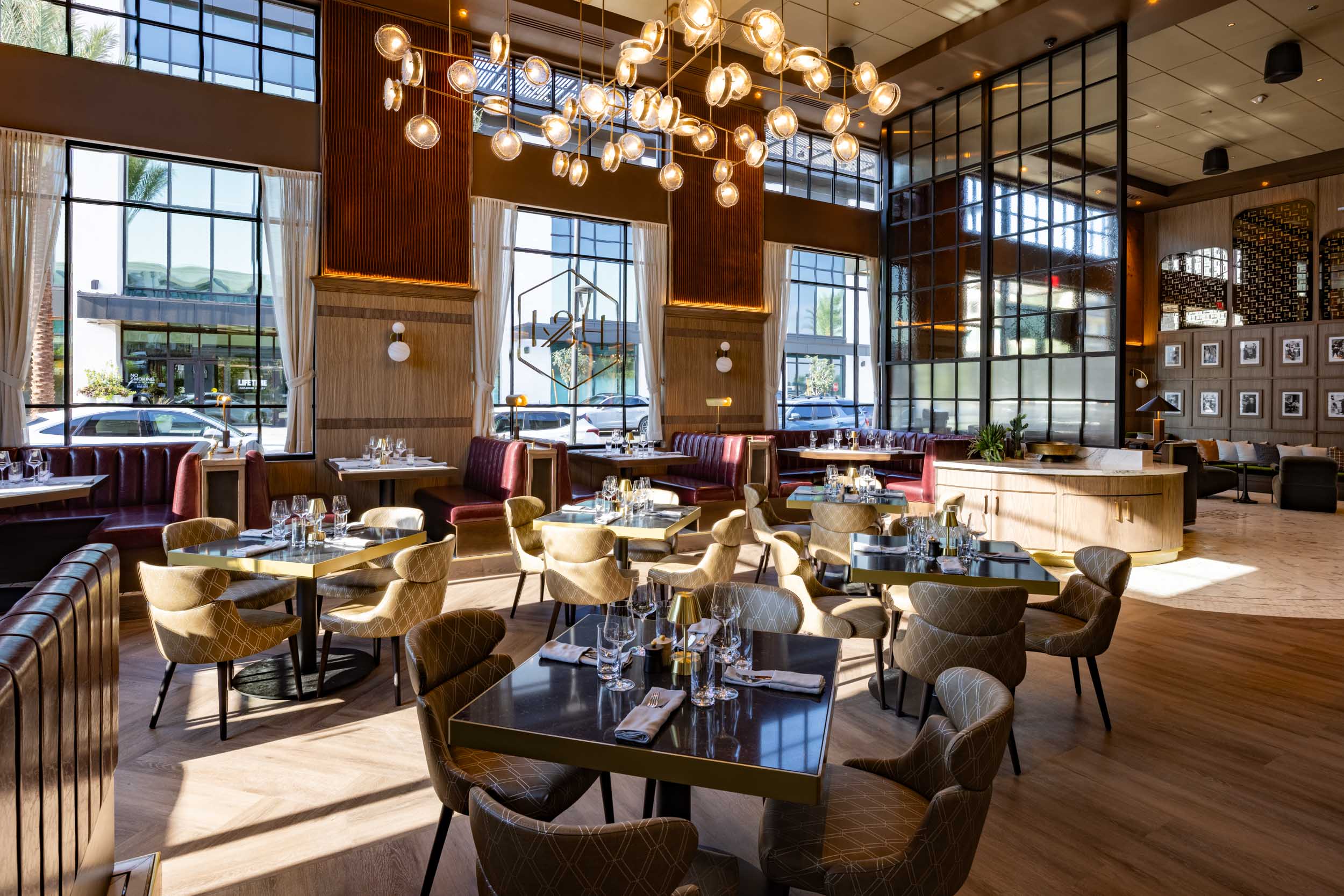 a restaurant with tables and chairs