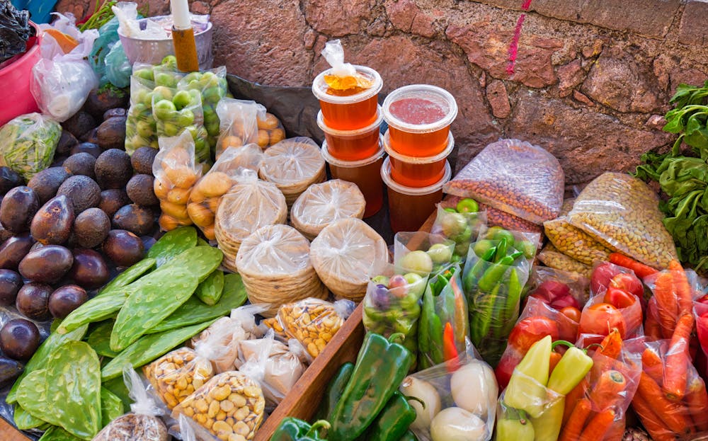 several veggies on a table