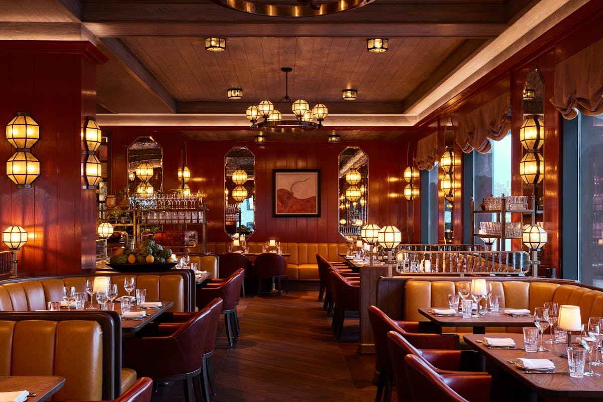 a dining room table in a restaurant