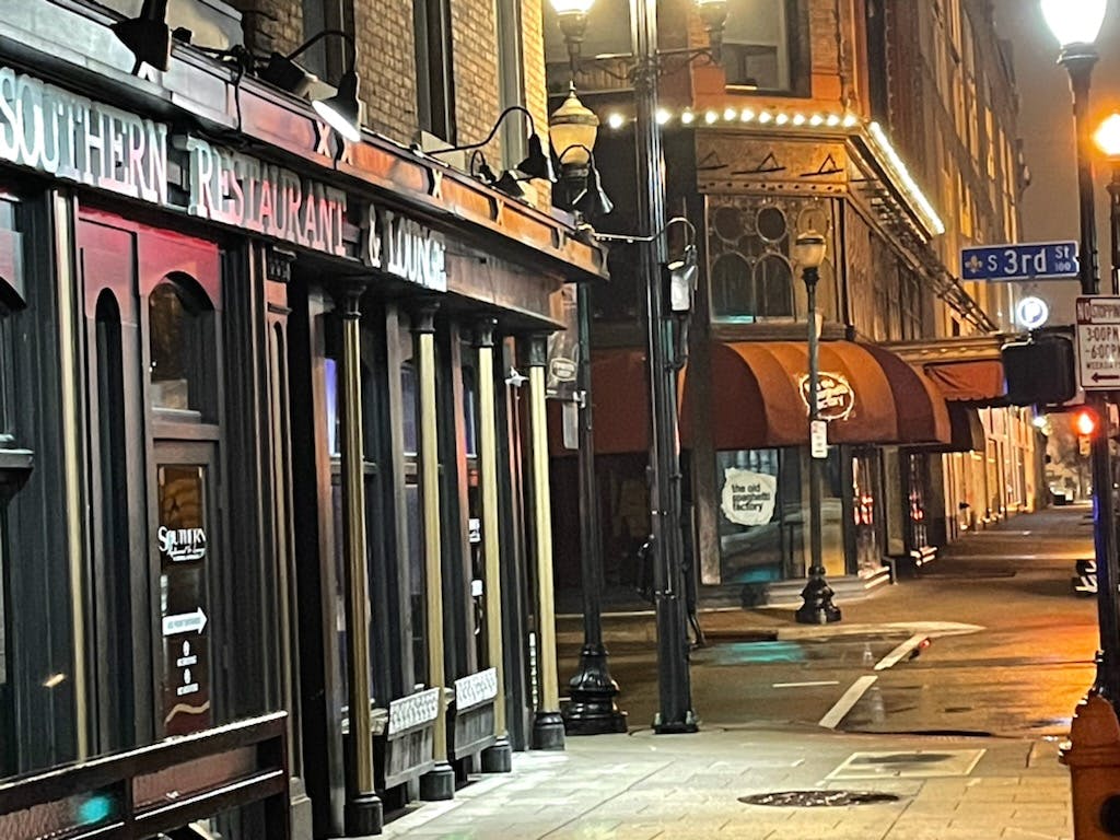 a close up of a busy city street