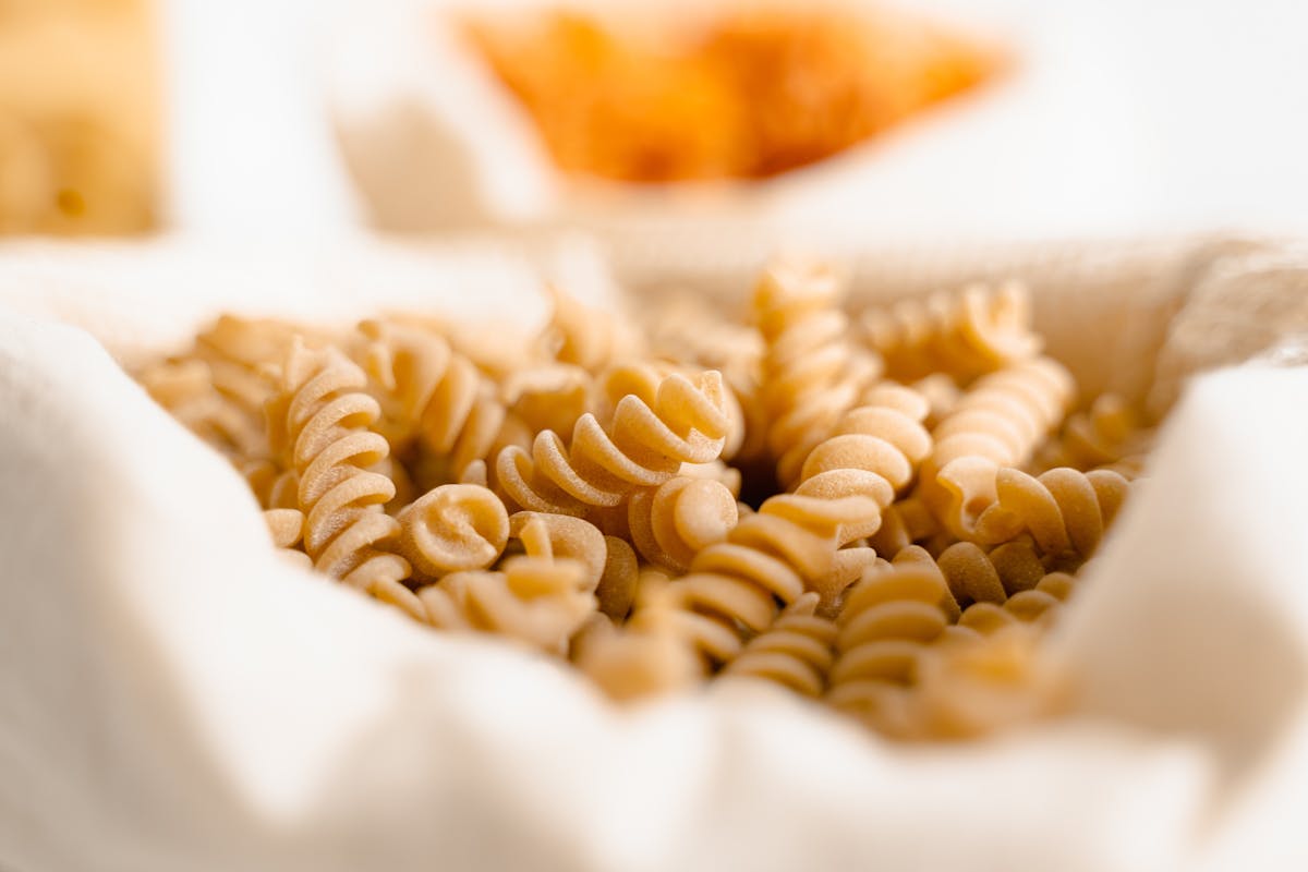 a close up of pasta