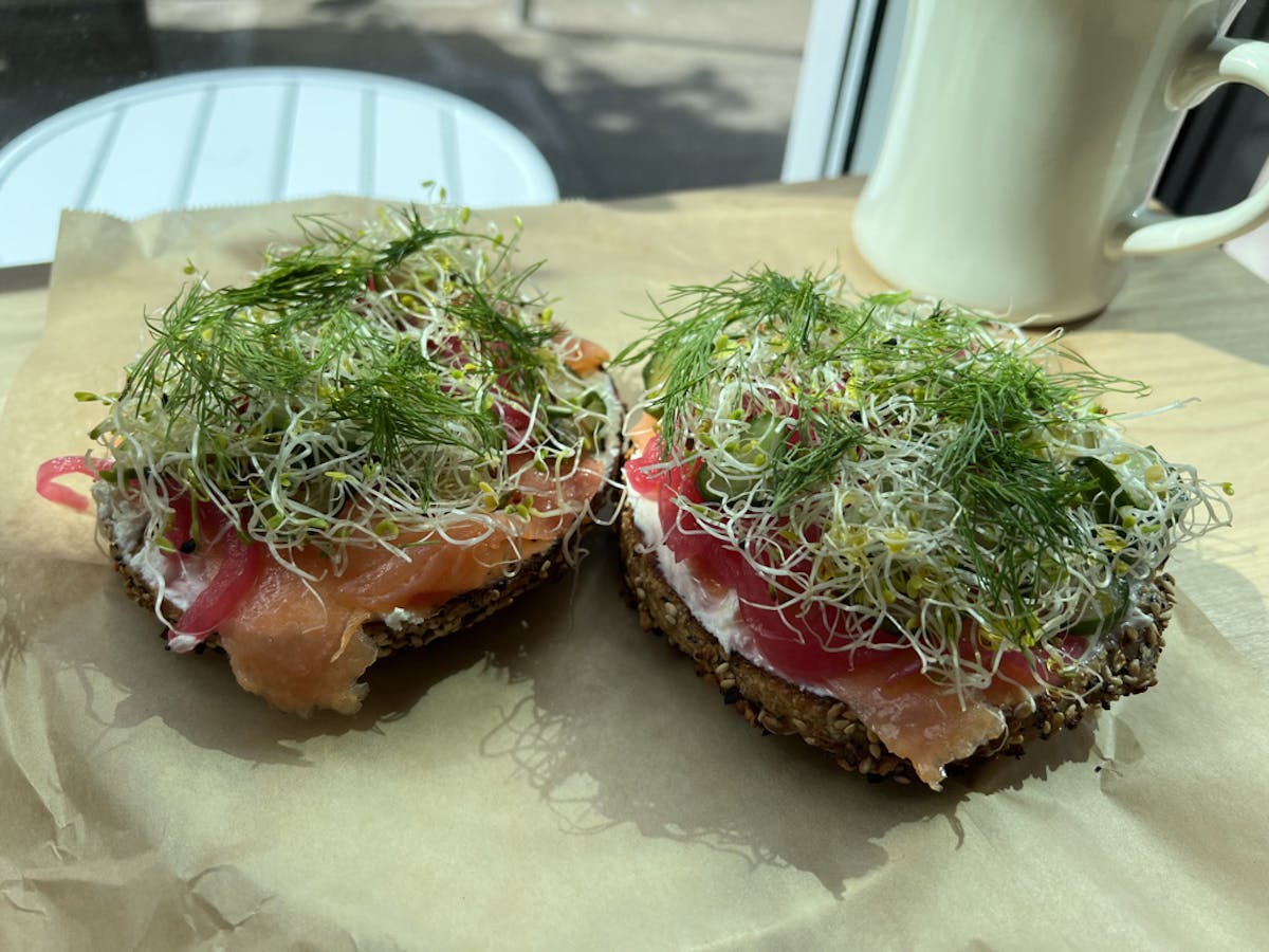 a close up of a sandwich on a plate