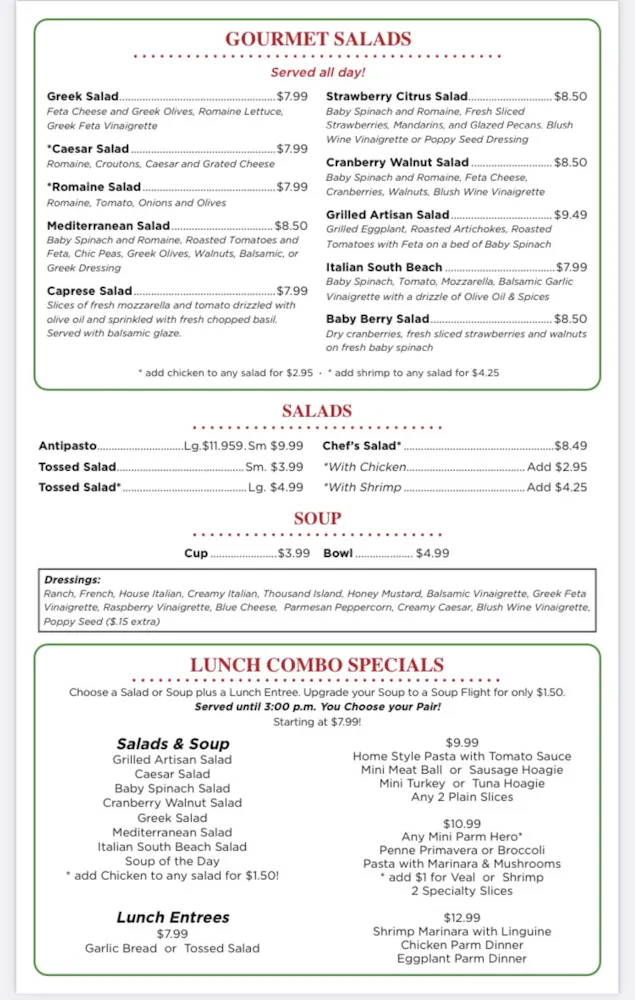 Menus | Two Guys from Italy