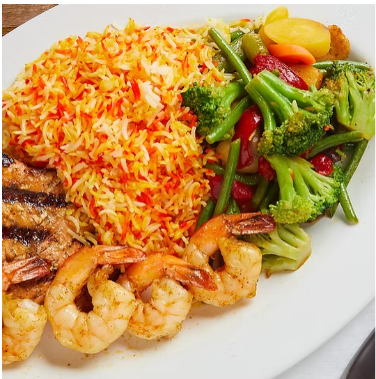 a plate full of food
