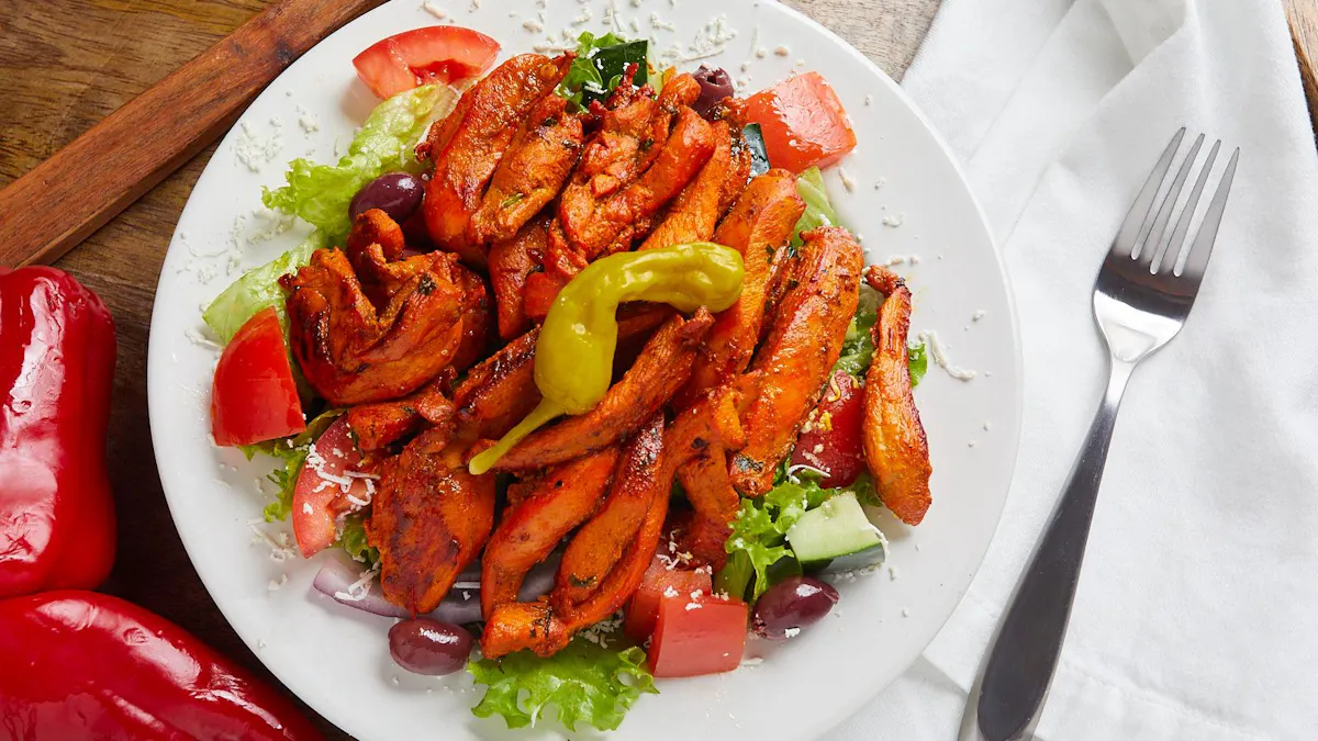 a plate of food with a fork
