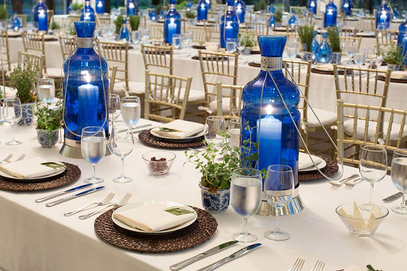 tables with plates and decoration
