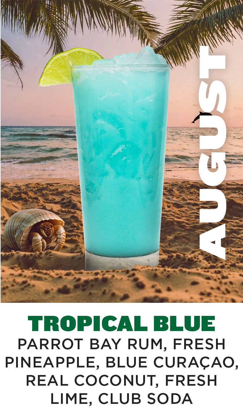 a blue drink in the sand