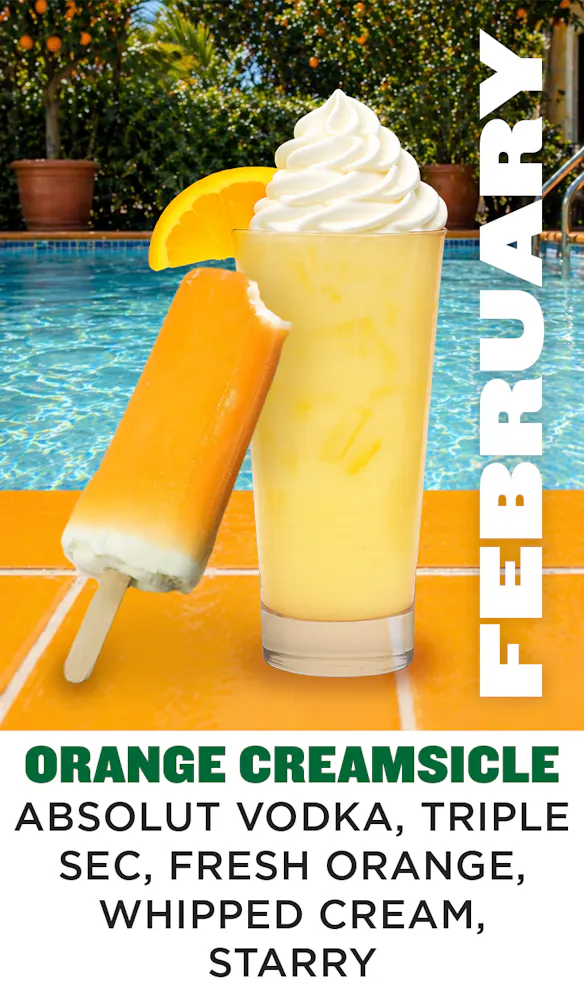 a glass of orange juice and a popsicle next to a glass of orange juice