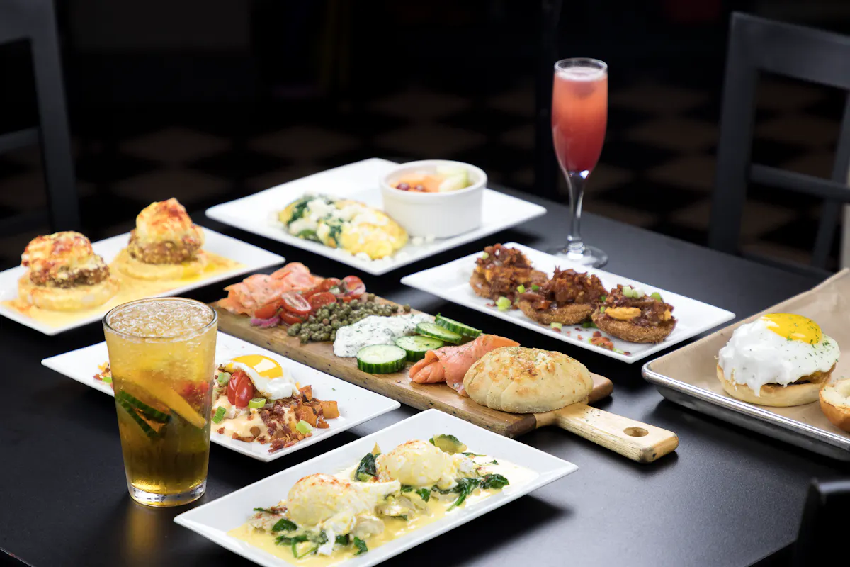 a table topped with plates of food on a plate