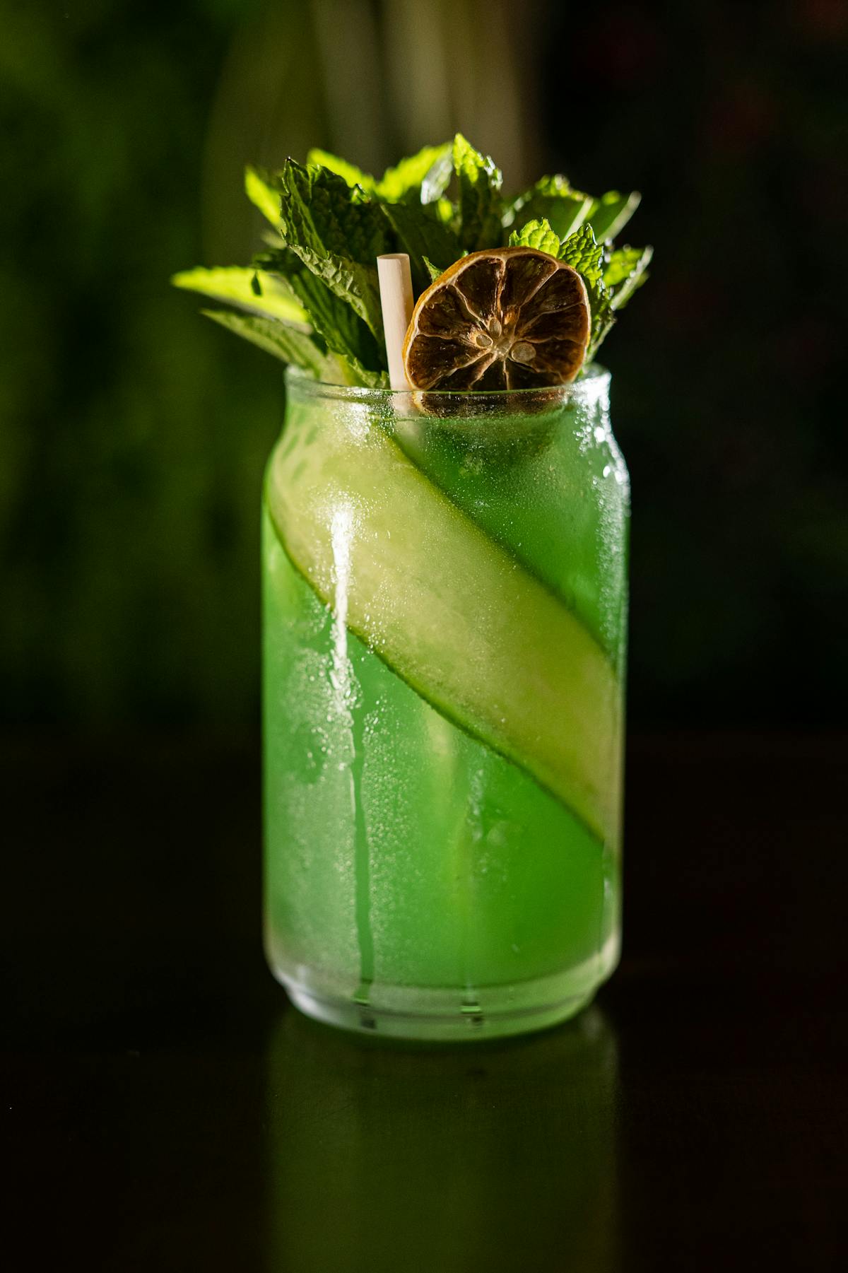 a green glass vase