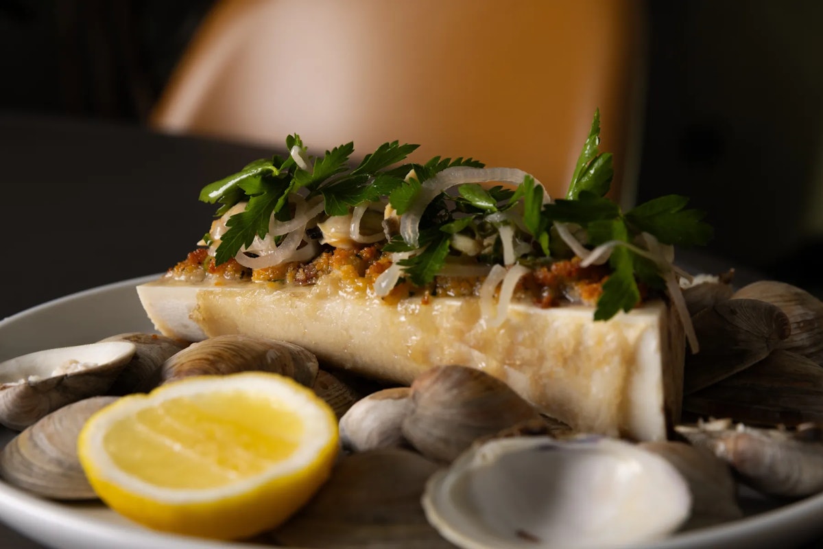 Roasted bone marrow plate.