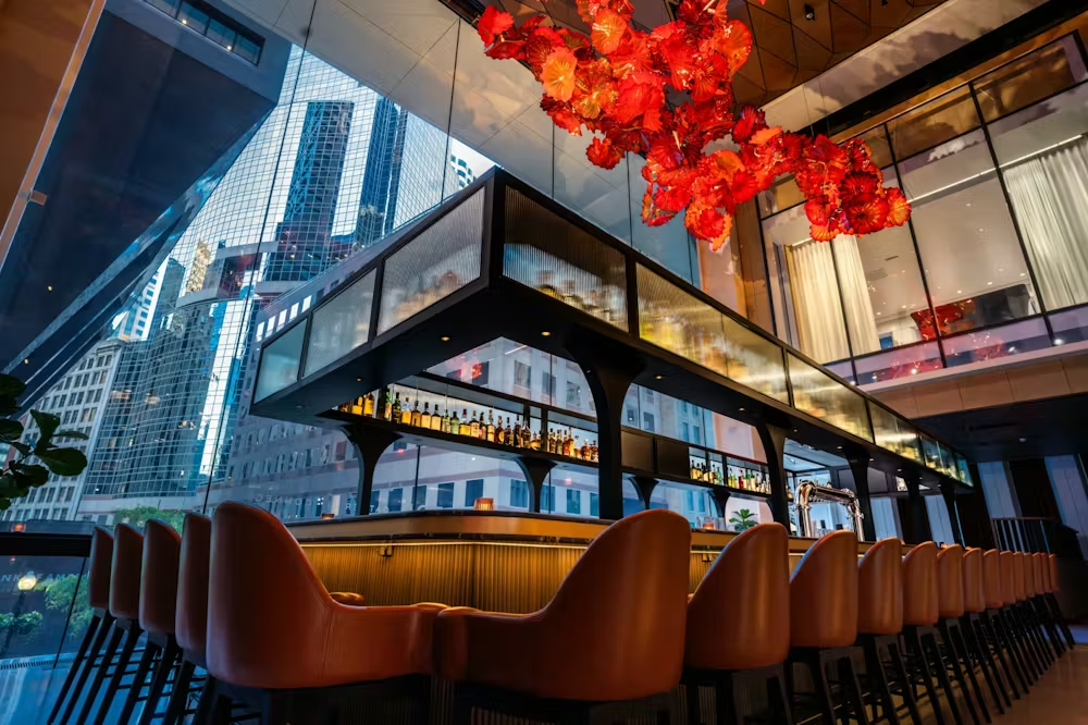 a dining table in a restaurant