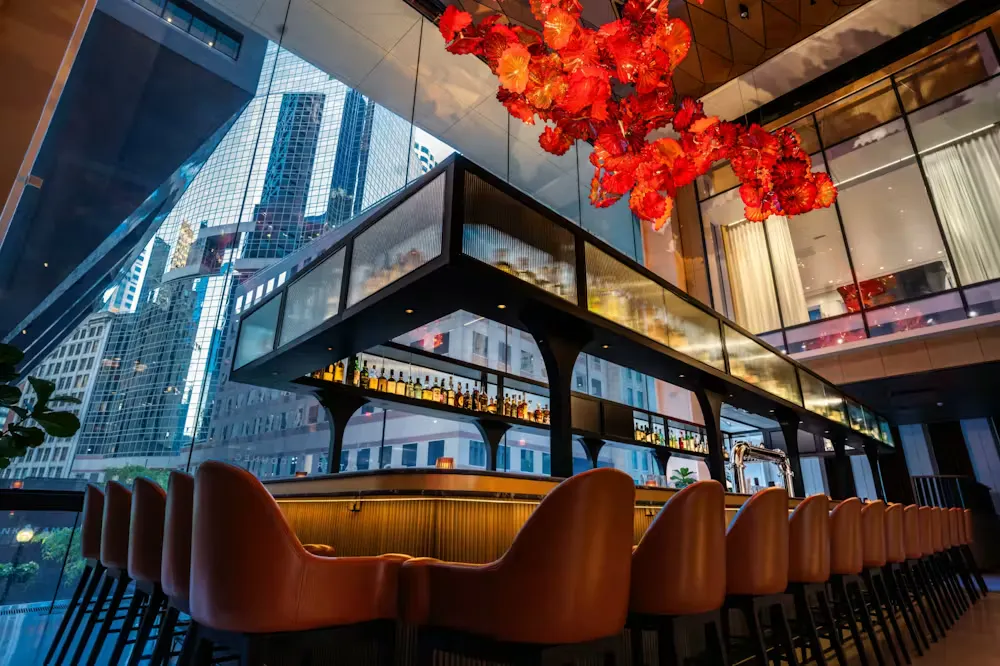 a dining table in a restaurant