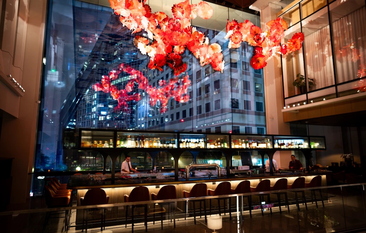 Distance bar view with celing decoration