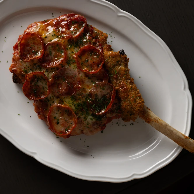 Veal chop pizzaiola