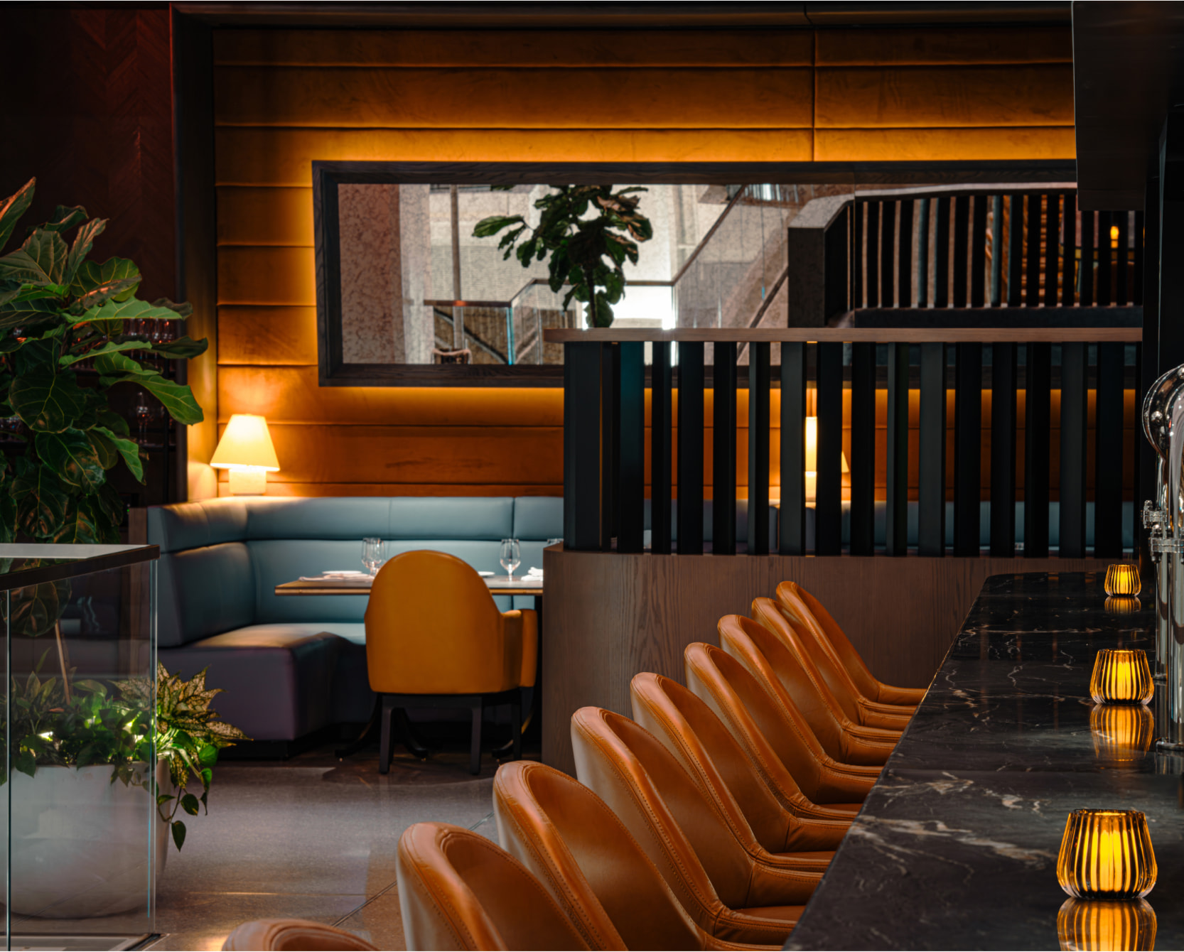 Bar and seating area at The Vermilion Club