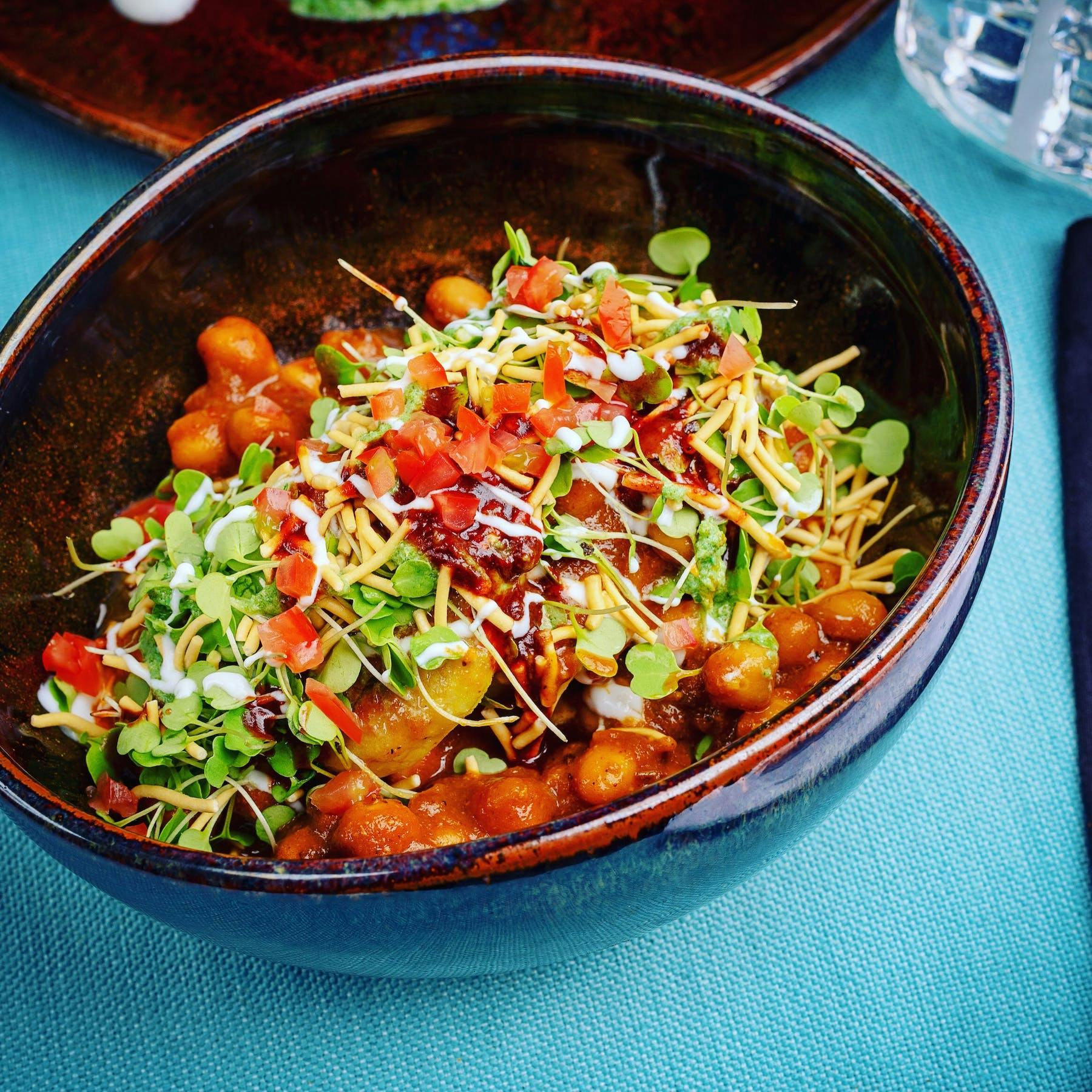 a bowl of food on a table