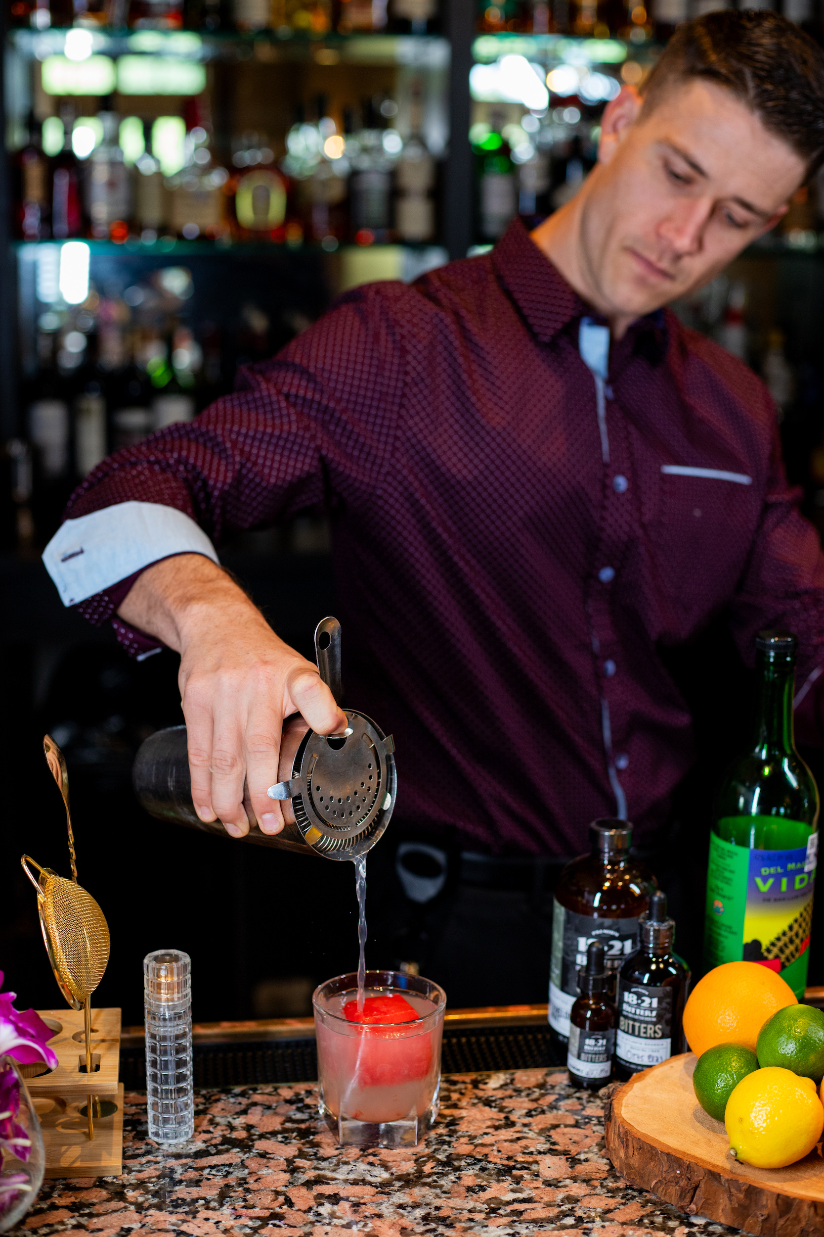 Bartender pouring drink