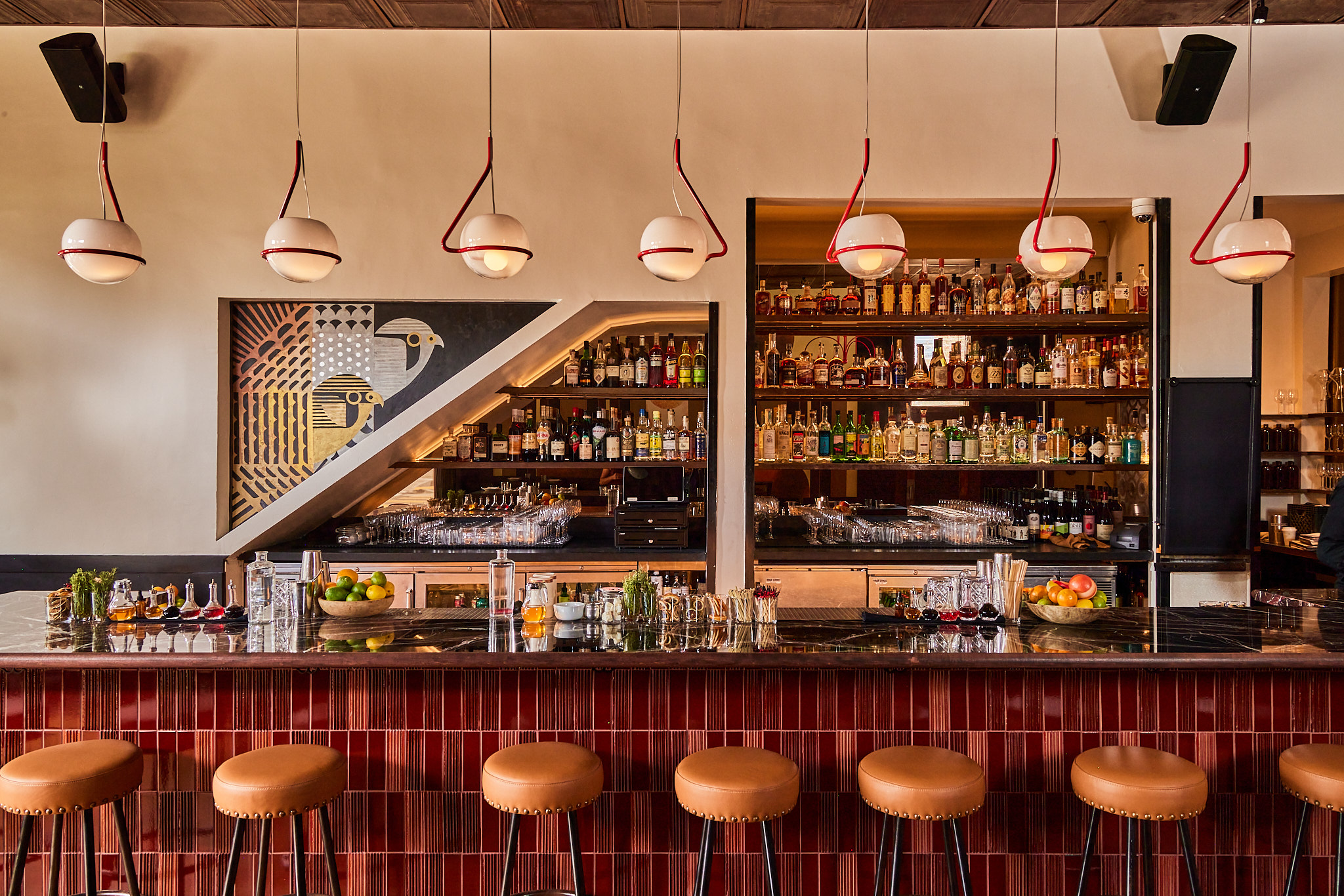 a dining room table in front of a window