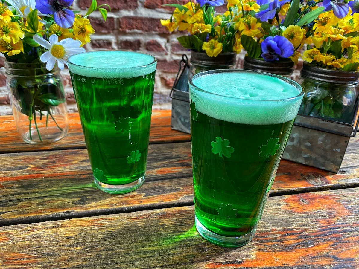 green beer sitting on a table
