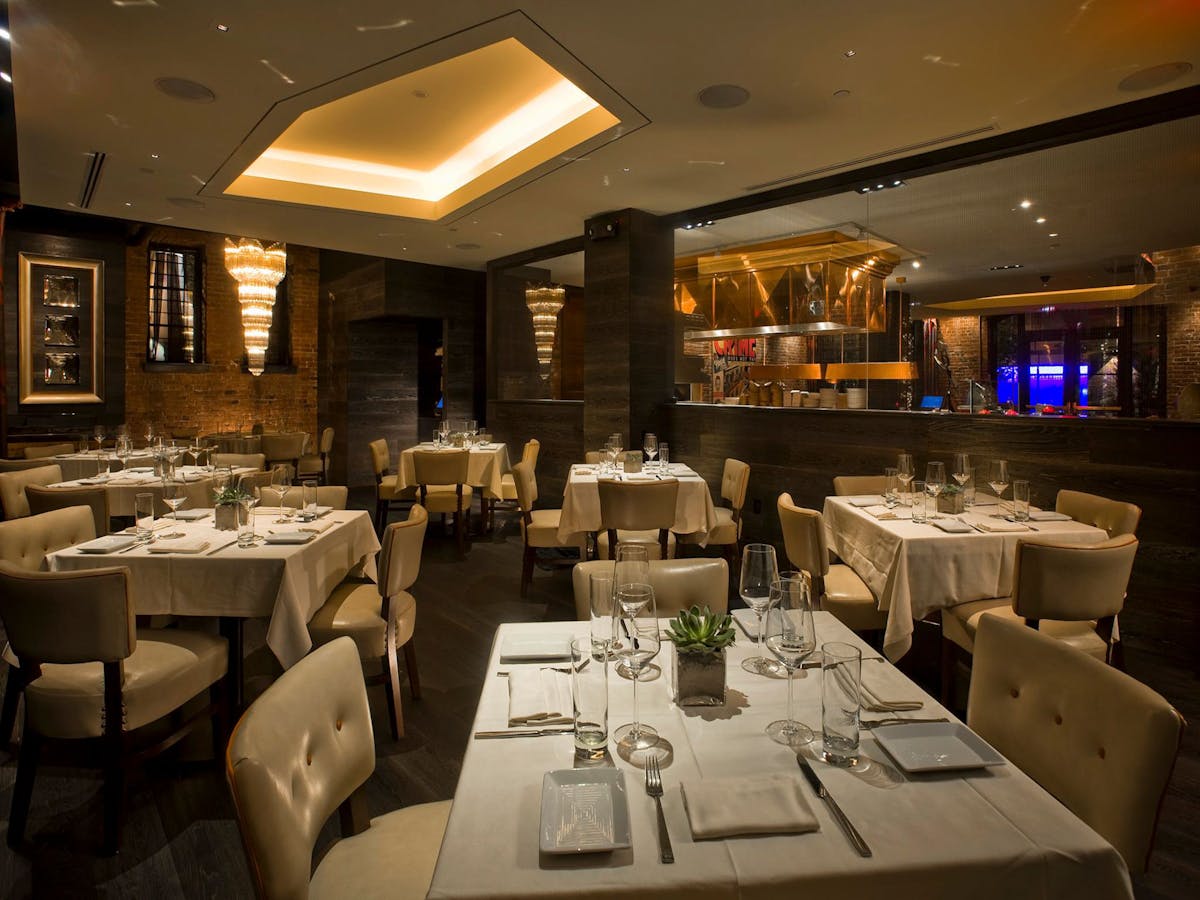 a long table in a restaurant