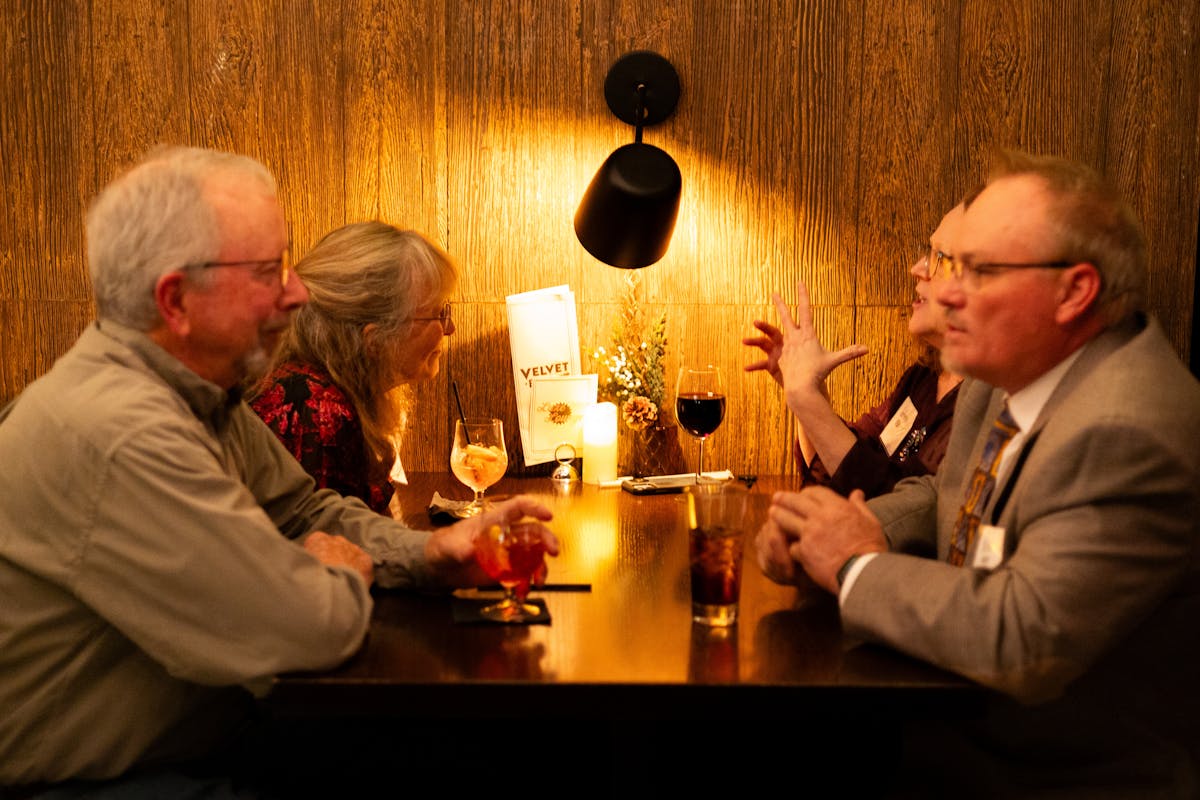 People talking at table