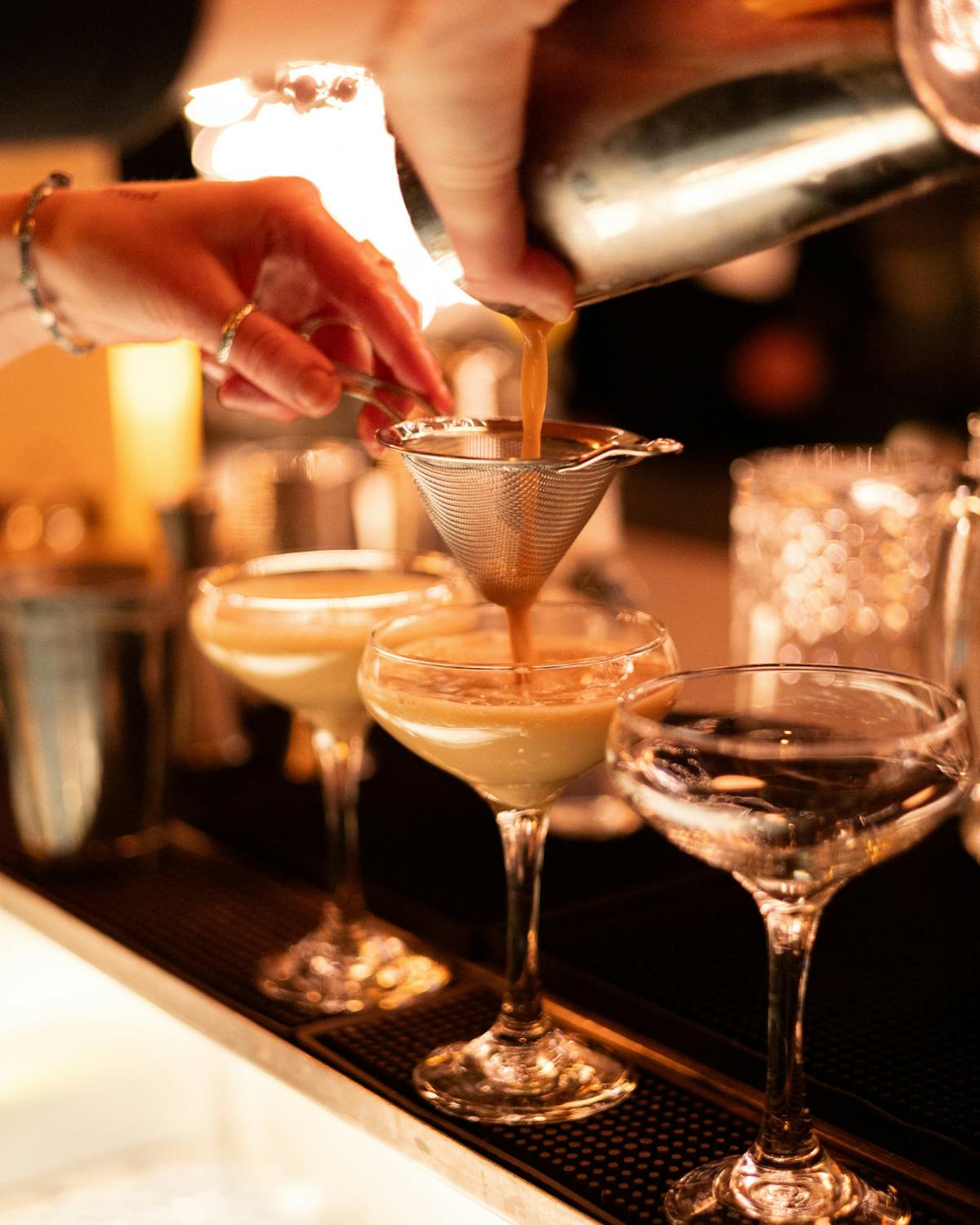 Bartender making cocktails