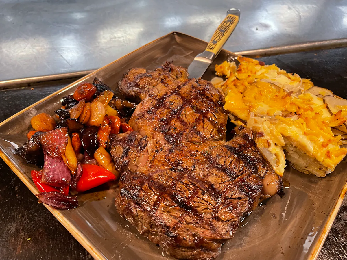 Ribeye, Steak, Root Vegetables, Au Gratin Potatoes
