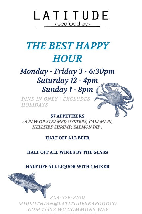 Happy Hour Daily Specials Latitude Seafood Co