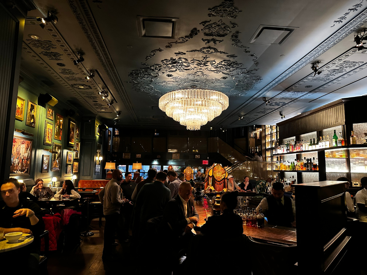 main bar, tables, bar seats and people