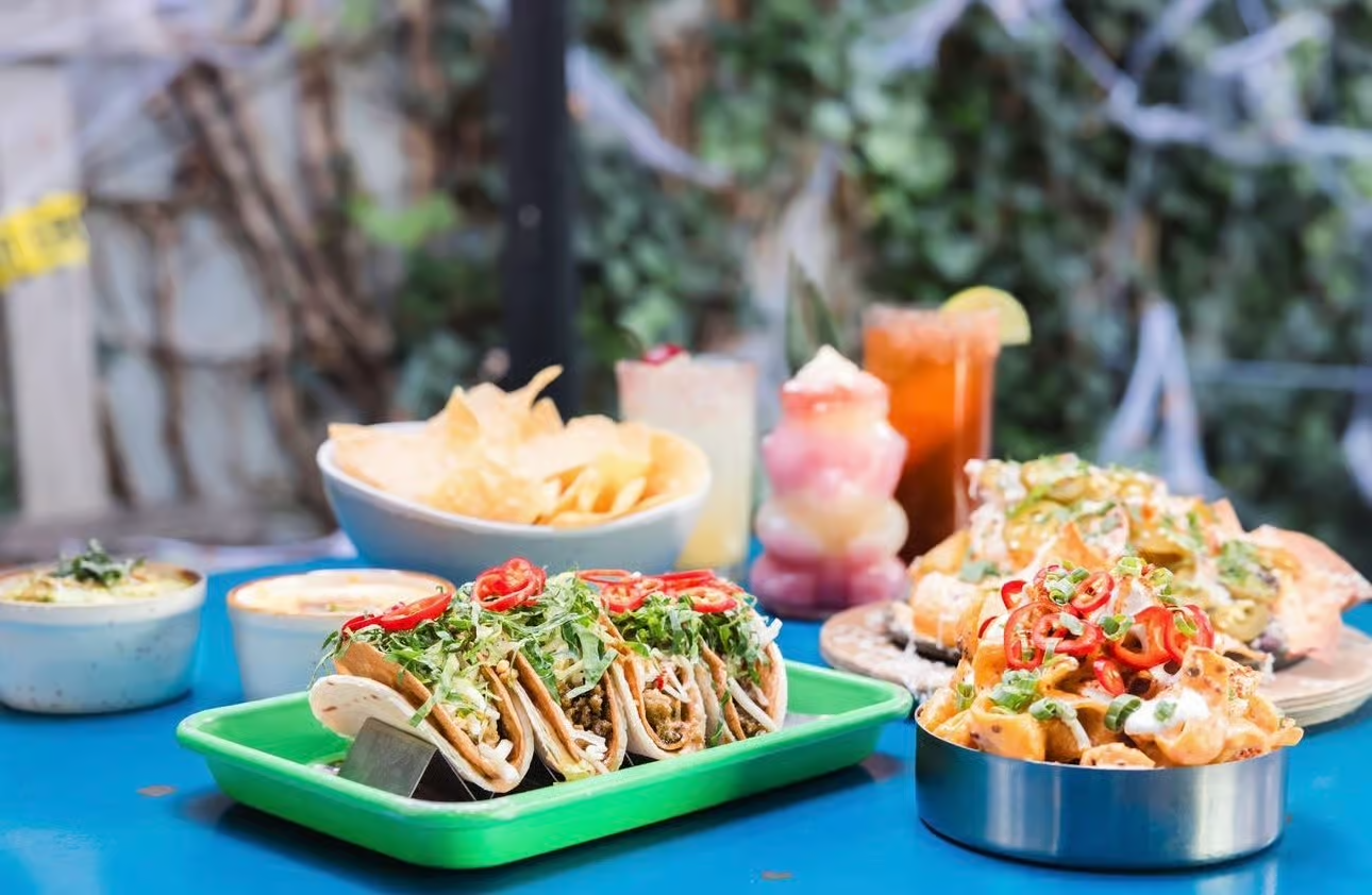 a tray of food on a table