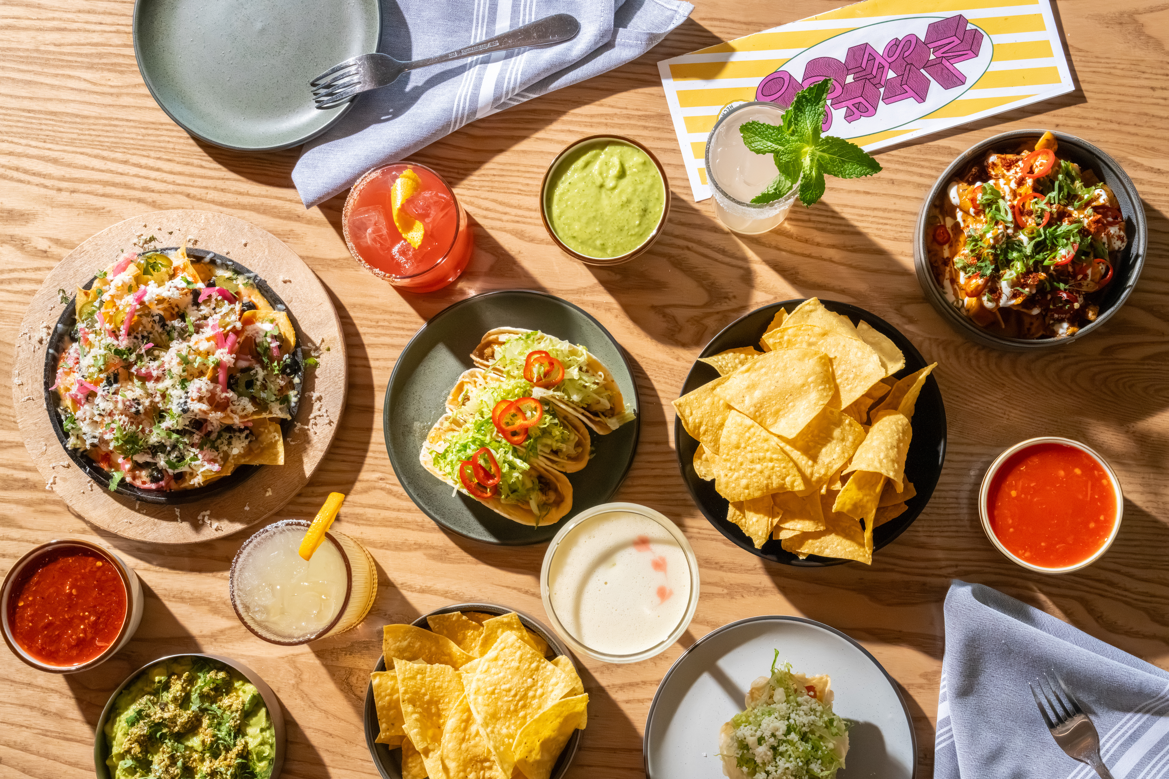 a table with plates of food