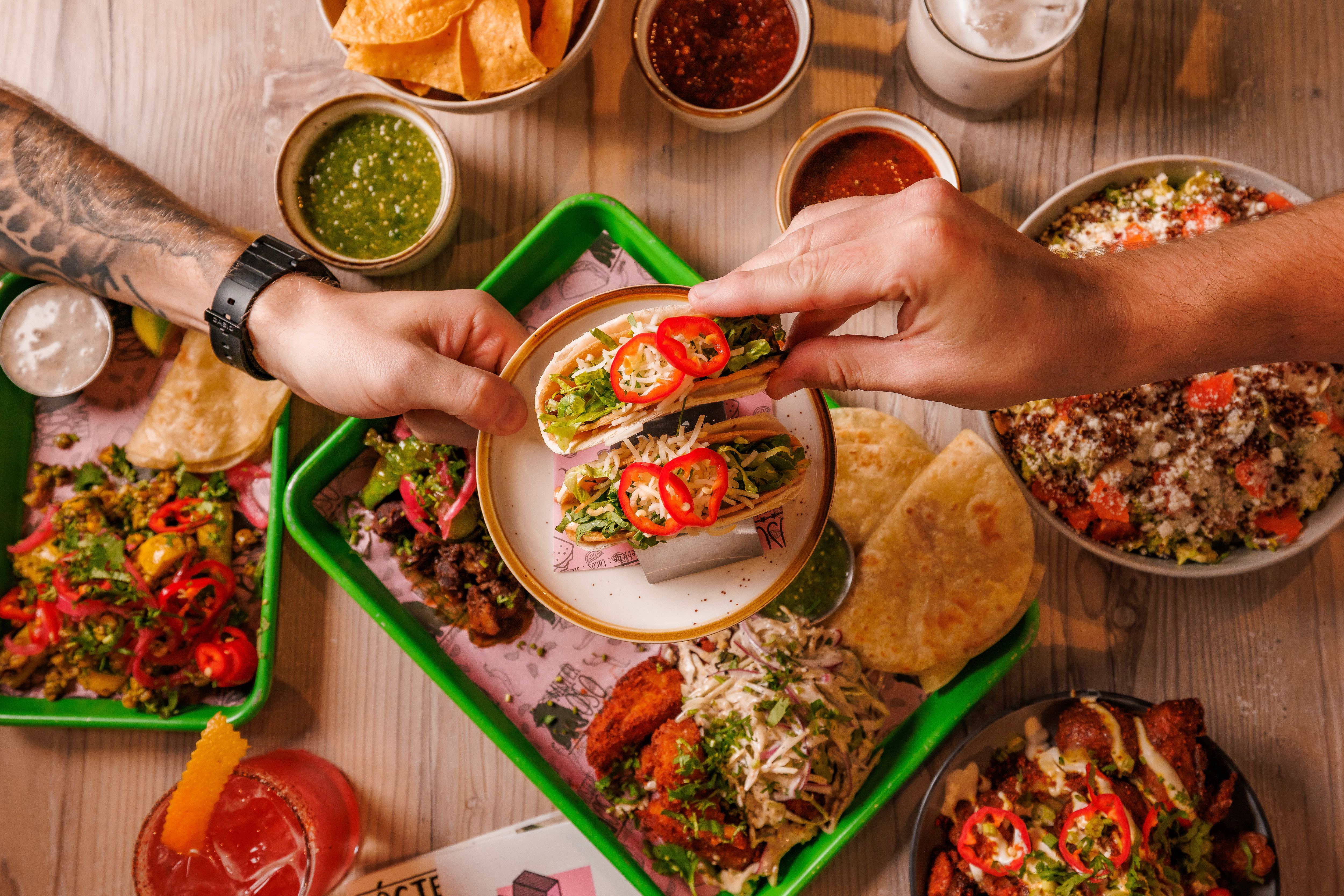 a bunch of food on a table
