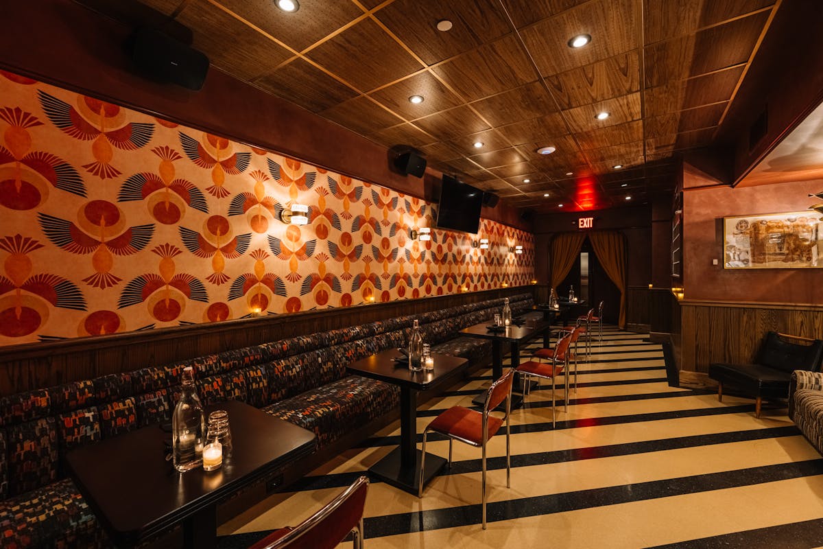 Stylish cocktail bar with symmetrical design
