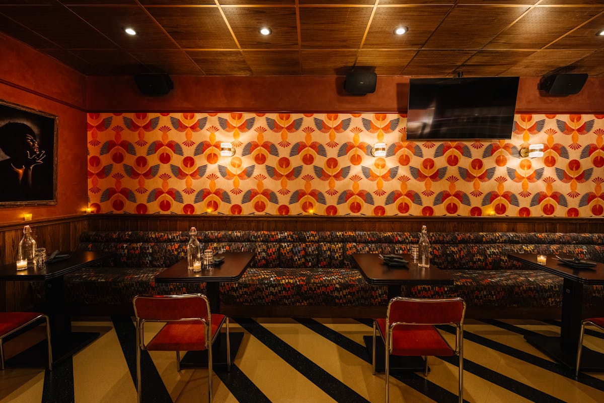 Empty bar with soft lighting, elegant décor