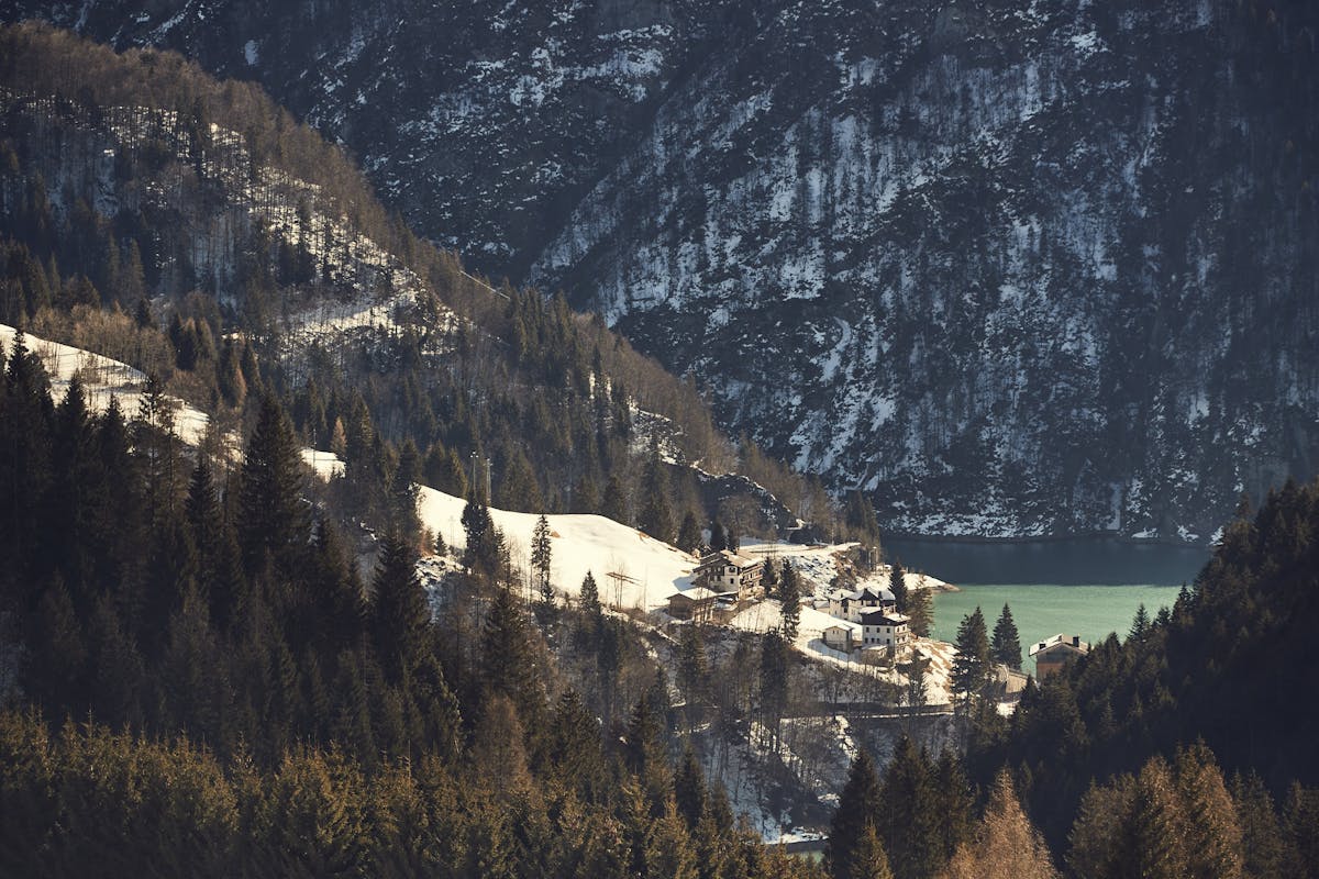 a view of a snow covered mountain