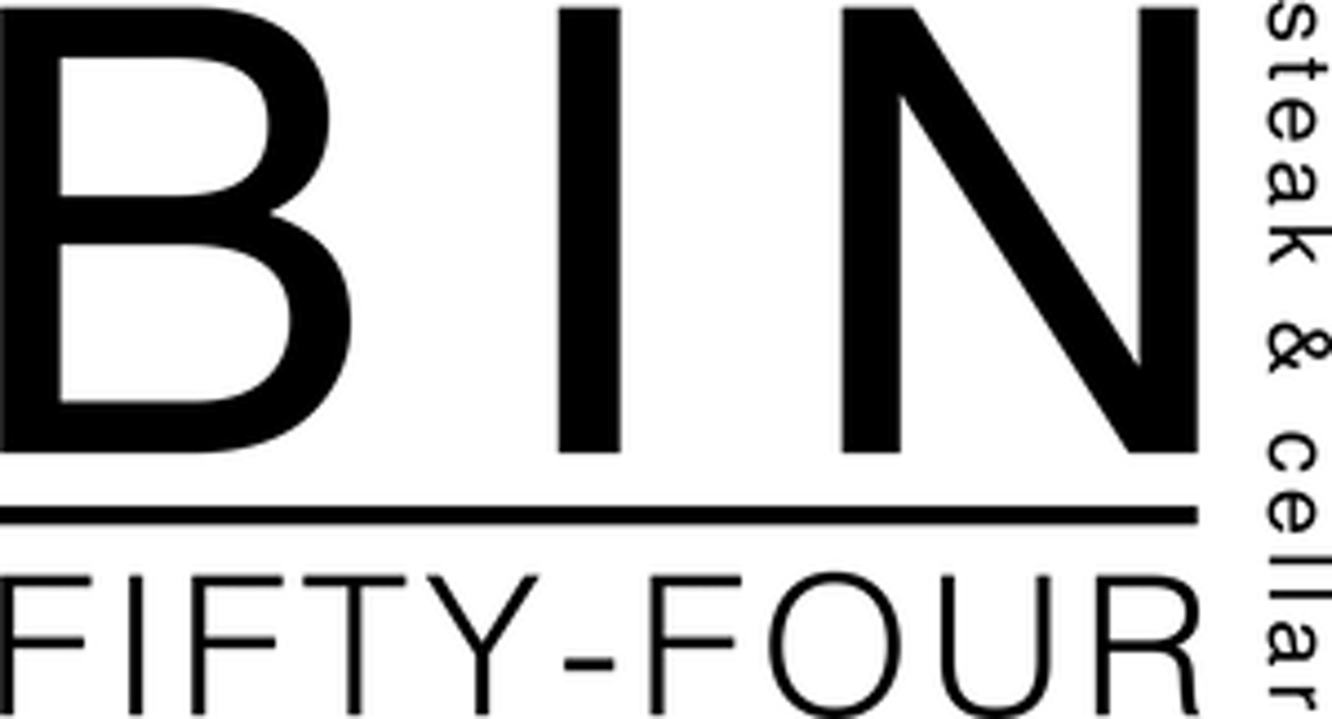 a close up of a logo of Bin Fifty Four